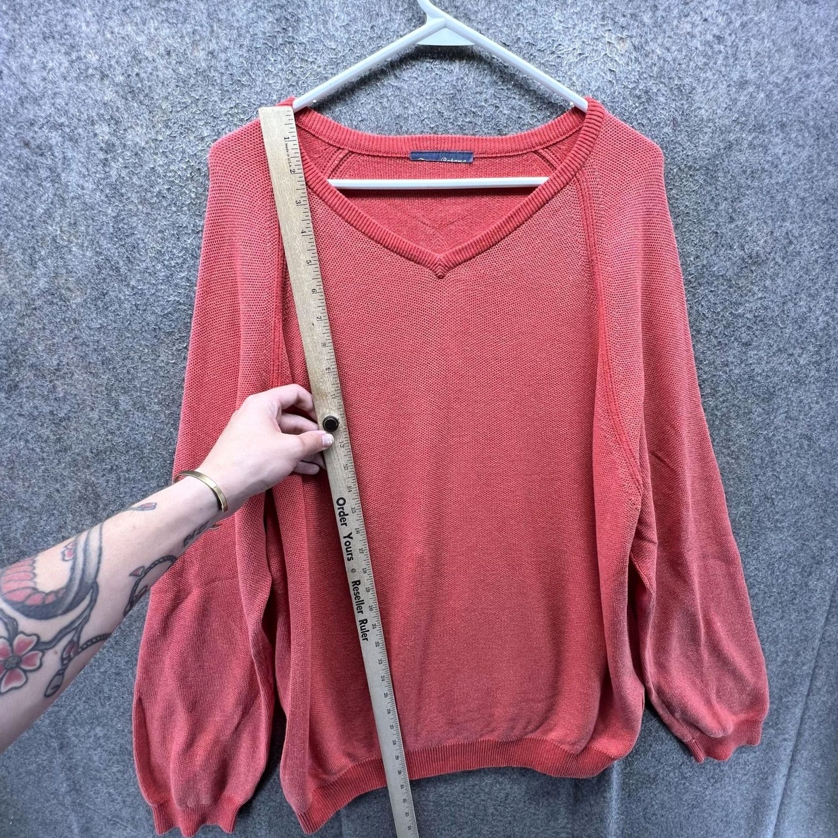 Tommy Bahama Tommy Bahama Sweater Mens XL Orange Pima Cotton V-Neck Waffle-Knit Pullover Size US XL / EU 56 / 4 - 4 Thumbnail