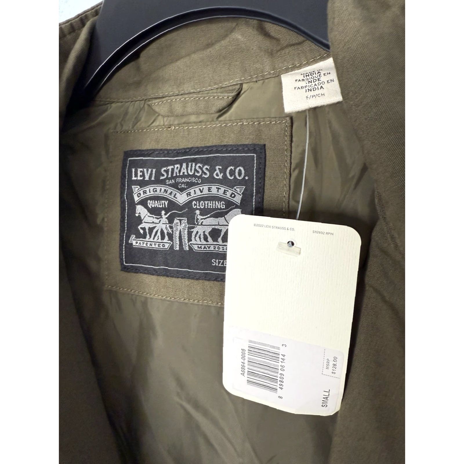 Levi's Levi's Jacket Mens S Green Full Zip Bomber Canvas Corduroy Collar Lightweight Casual Workwear Size US S / EU 44-46 / 1 - 4 Thumbnail