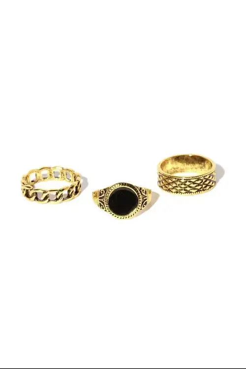 Feature Loveless Ring Set In Gold and Black Size ONE SIZE - 4 Thumbnail