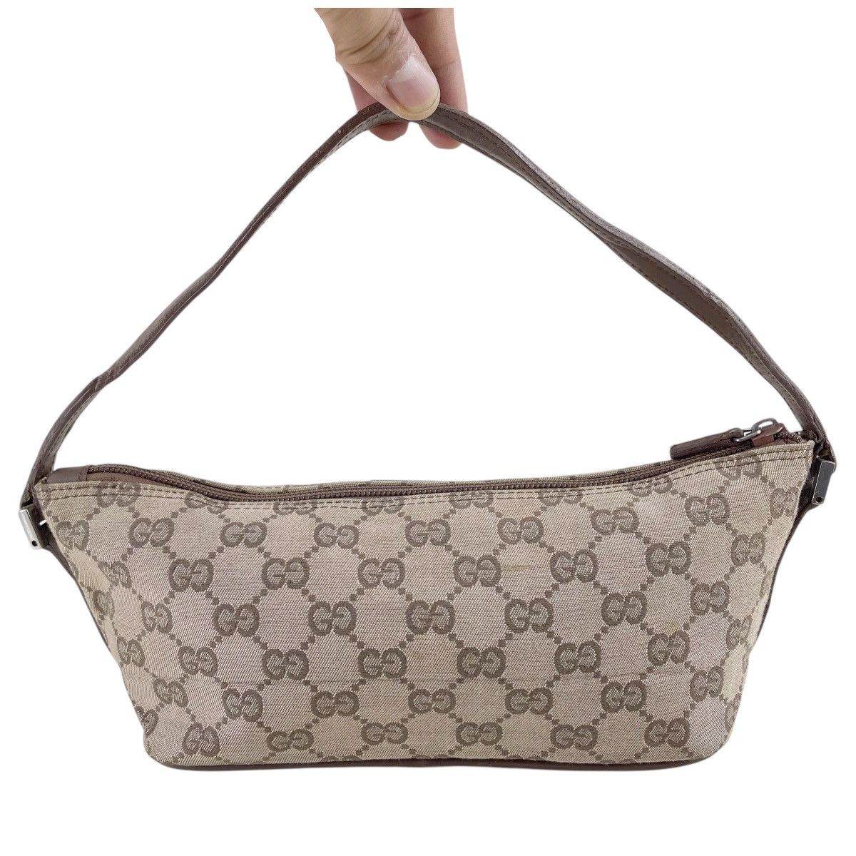 Gucci × Vintage Gucci GG Monogram Boat Beige Canvas leather Trim Size ONE SIZE - 3 Thumbnail