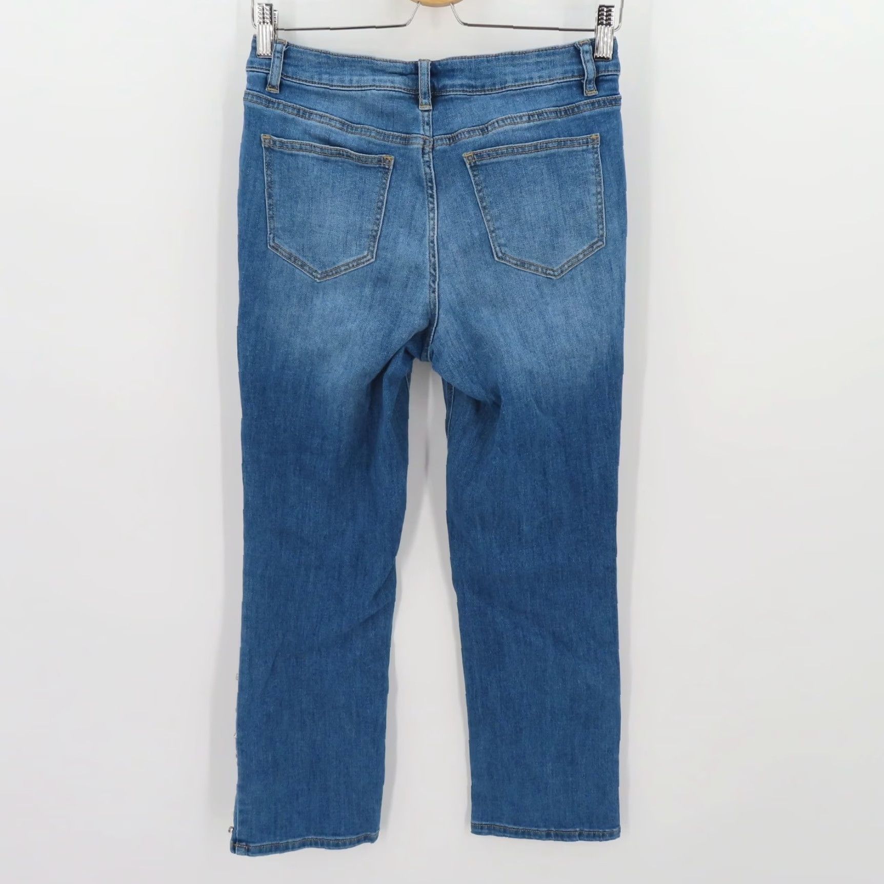 Velvet Midnight Velvet Jeans Womens 8 Denim Blue 5-Pocket Rhinestone Embellished Cropped Bling Vintage No Size 30" / US 8 / IT 44 - 6 Thumbnail