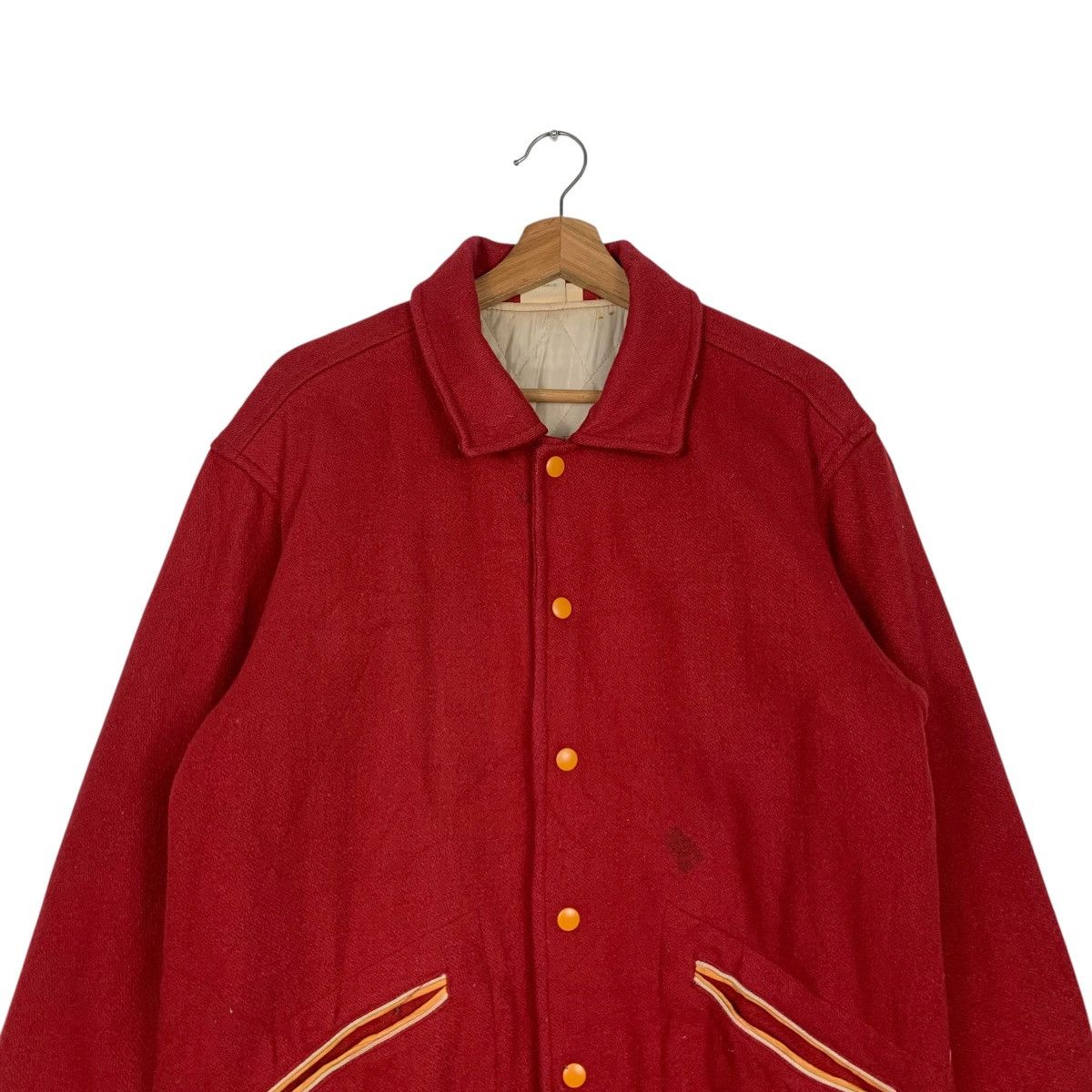 Japanese Brand Vintage 90s OCTOPUS ARMY RETAIN Red Varsity Jacket #2163-C95 Size US M / EU 48-50 / 2 - 2 Thumbnail