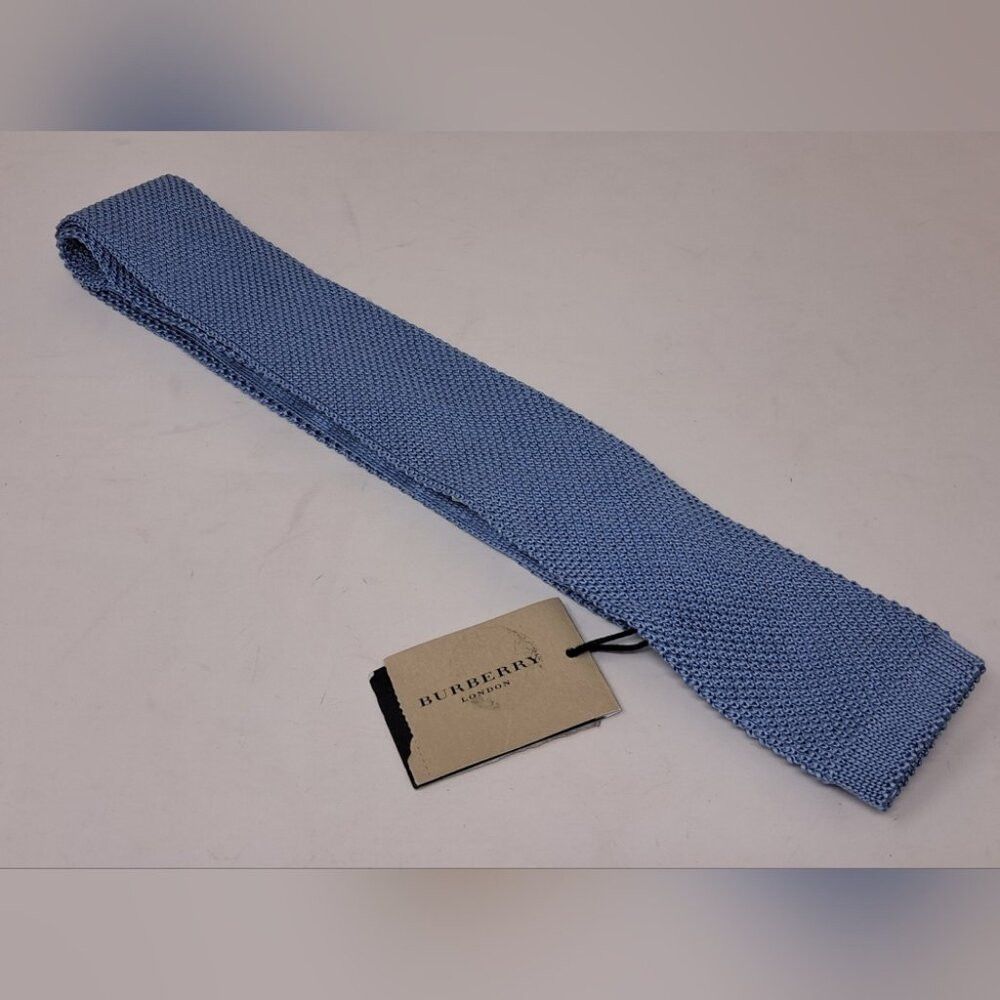 Burberry Burberry Men's 100% Silk Square Tie Slim Fit Light Sky Blue Size ONE SIZE - 7 Thumbnail