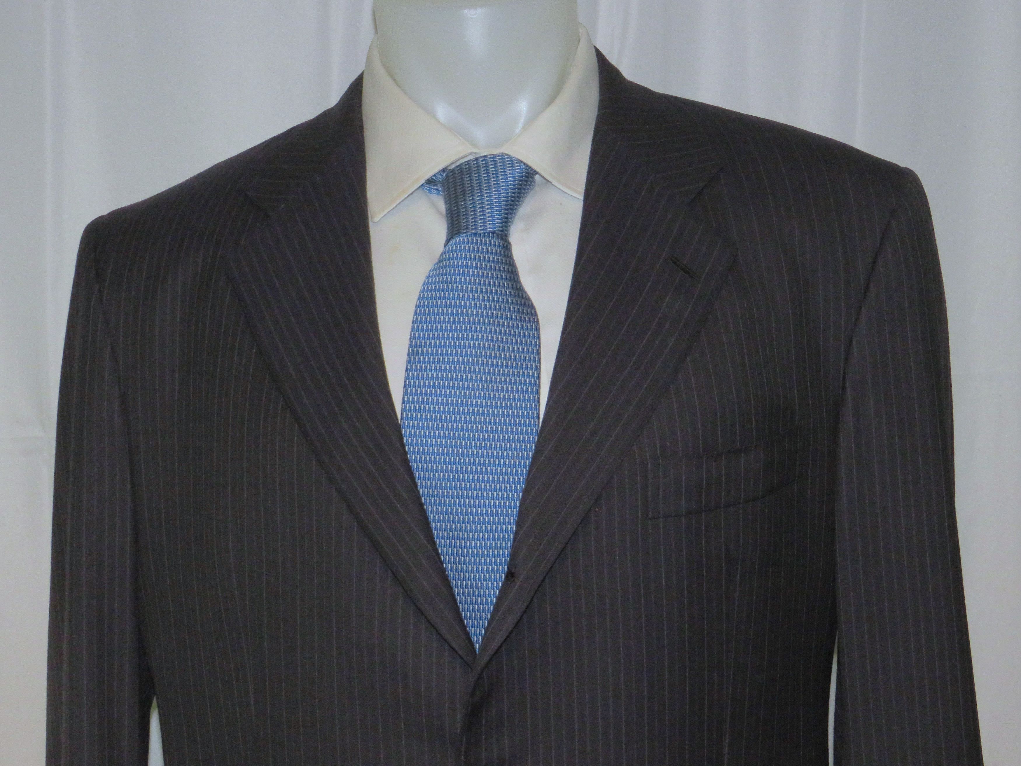 Kiton Super 180 Navy Striped Hand Made Three Button Suit 46S Size 46S - 4 Thumbnail