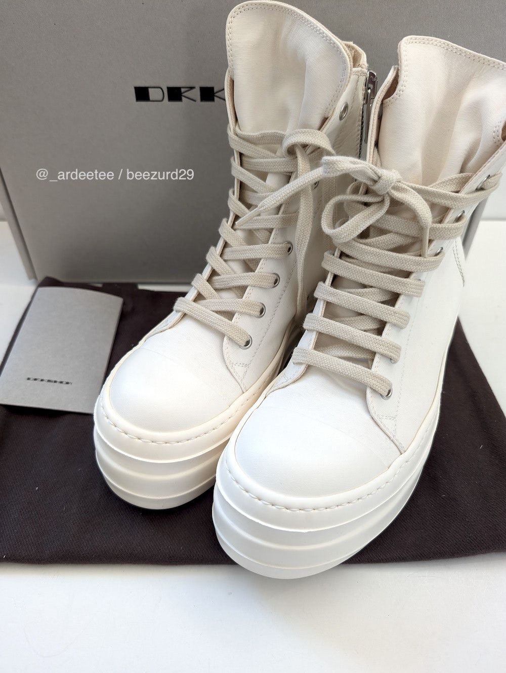 Rick Owens Drkshdw *NEW* SS20 PENTAGRAM DOUBLE BUMPER RAMONES CHALK WHITE 36 Size US 6 / IT 36 - 4 Thumbnail