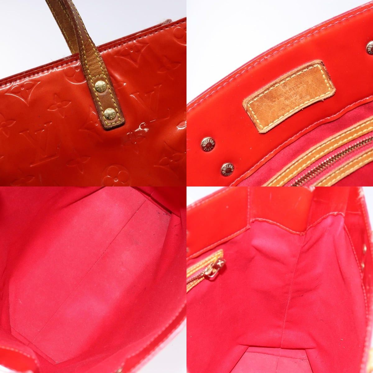 Louis Vuitton LOUIS VUITTON Monogram Vernis Reade MM Hand Bag Red Rouge Size ONE SIZE - 11 Thumbnail