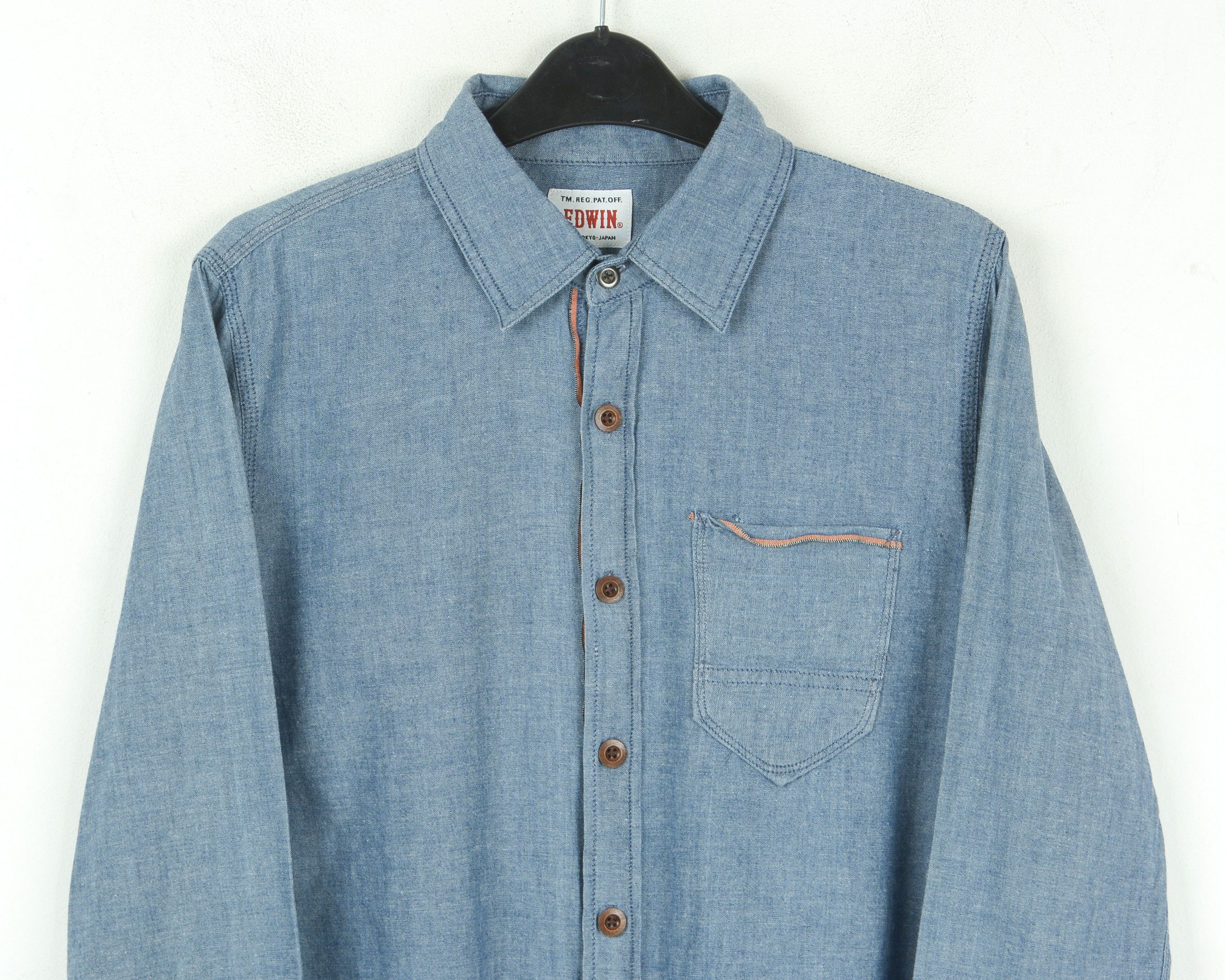 Edwin EDWIN 'Jones Shirt' Denim Blue Cotton Casual Western L/S Size US S / EU 44-46 / 1 - 2 Thumbnail