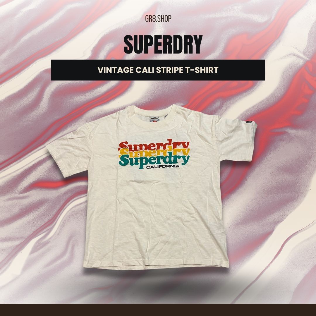 Superdry Superdry Vintage Cali Stripe Graphic T-Shirt Size 4 White Co Size US XS / EU 42 / 0 - 1 Thumbnail