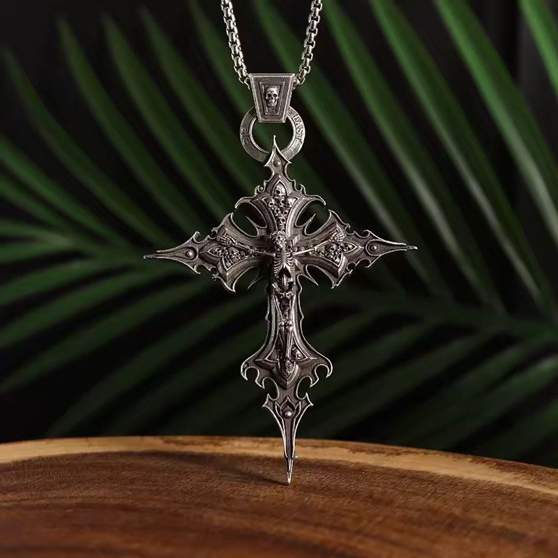 Jewelry Gothic Vintage Cross Skeleton Necklace Size ONE SIZE - 1 Thumbnail