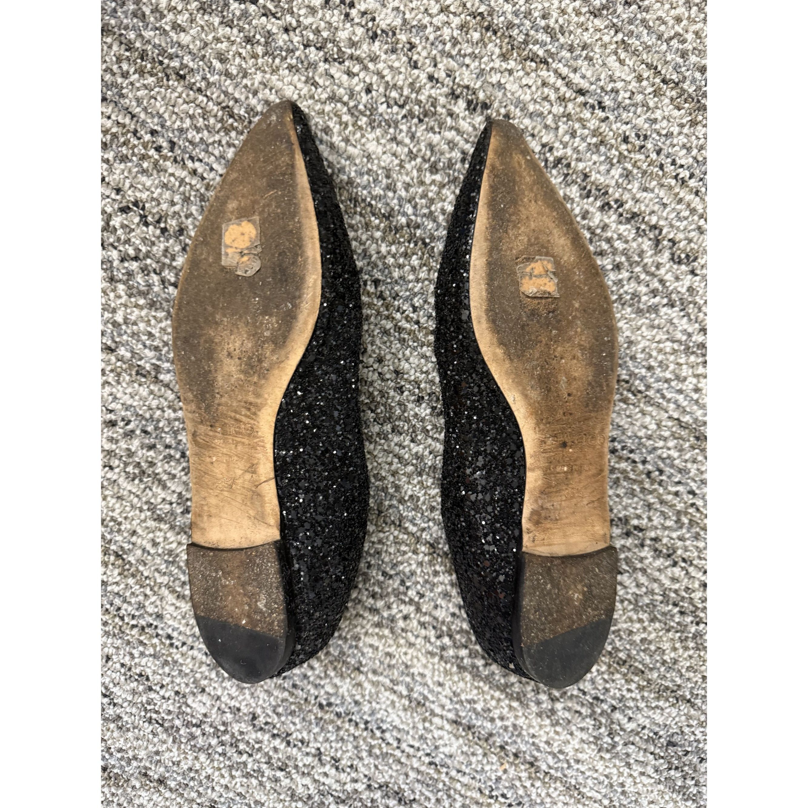 Jimmy Choo Jimmy Choo London Black Glitter Pointed Toe Flats Made In It Size US 5 / IT 35 - 10 Thumbnail