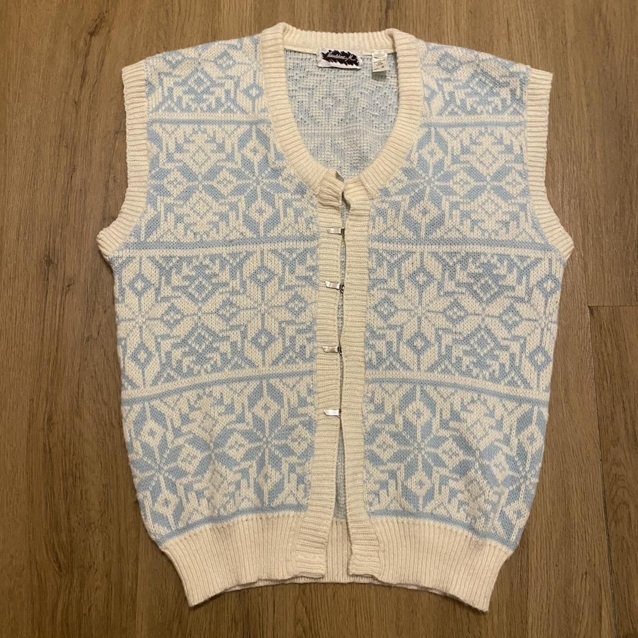 Other Wool Cute blue and white knitted sweater vest Size US M / EU 48-50 / 2 - 1 Thumbnail