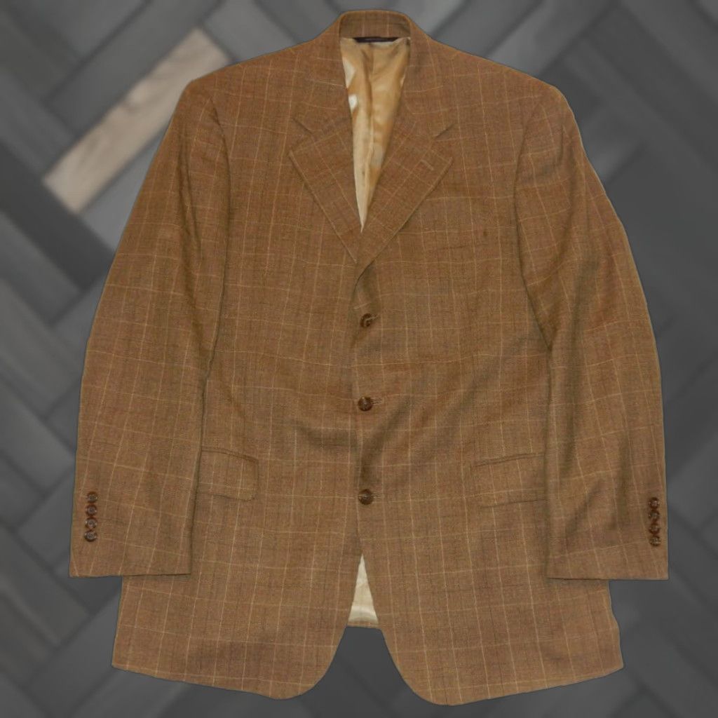 Brooks Brothers Brooks Brothers Men's 1 Piece Plaid Wool Blazer Sport Coat Brown 43T Size 48R - 1 Thumbnail