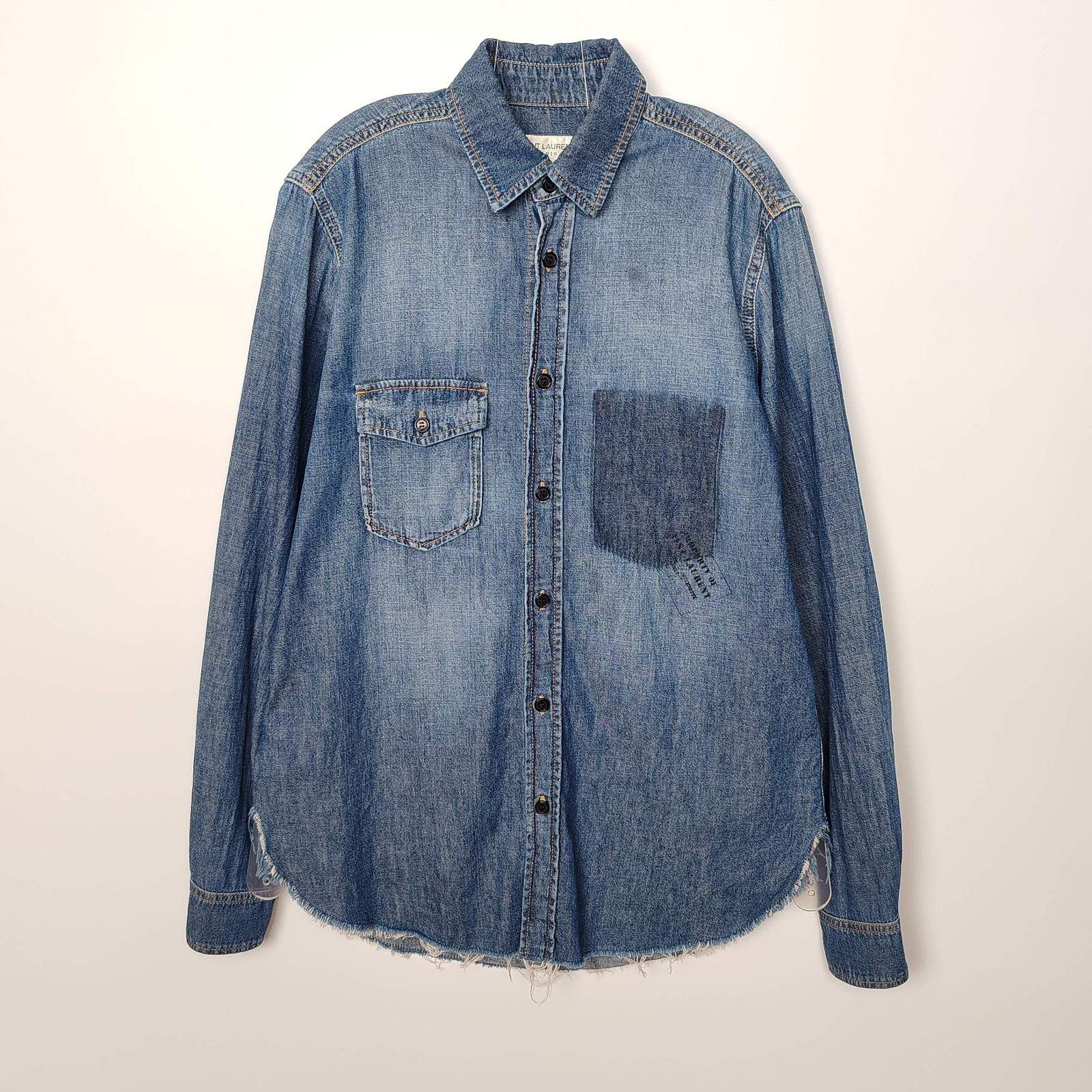 Saint Laurent Paris Saint Laurent Denim Pocket Patch Shirt Size XS Size US XS / EU 42 / 0 - 1 Thumbnail