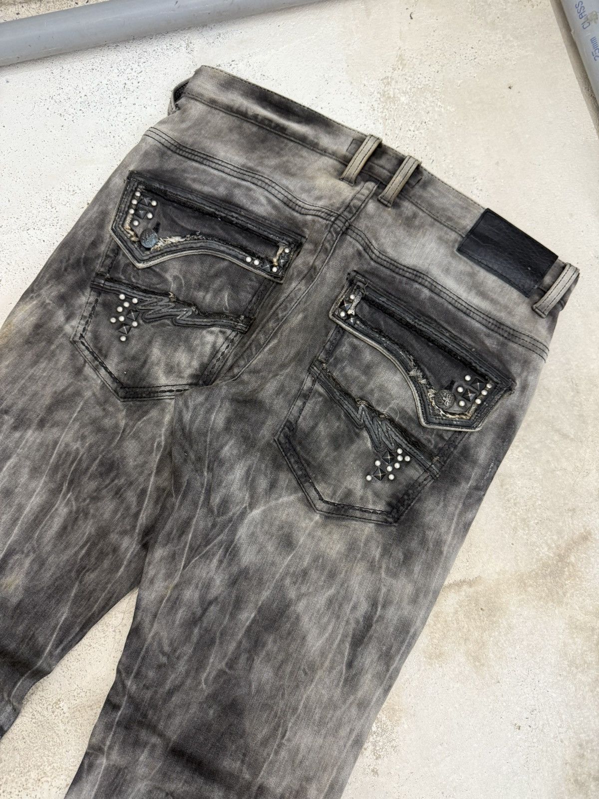 Hysteric Glamour Pasta Denim Studded Shadow Wash Claw Mark Jeans Size US 30 / EU 46 - 4 Thumbnail