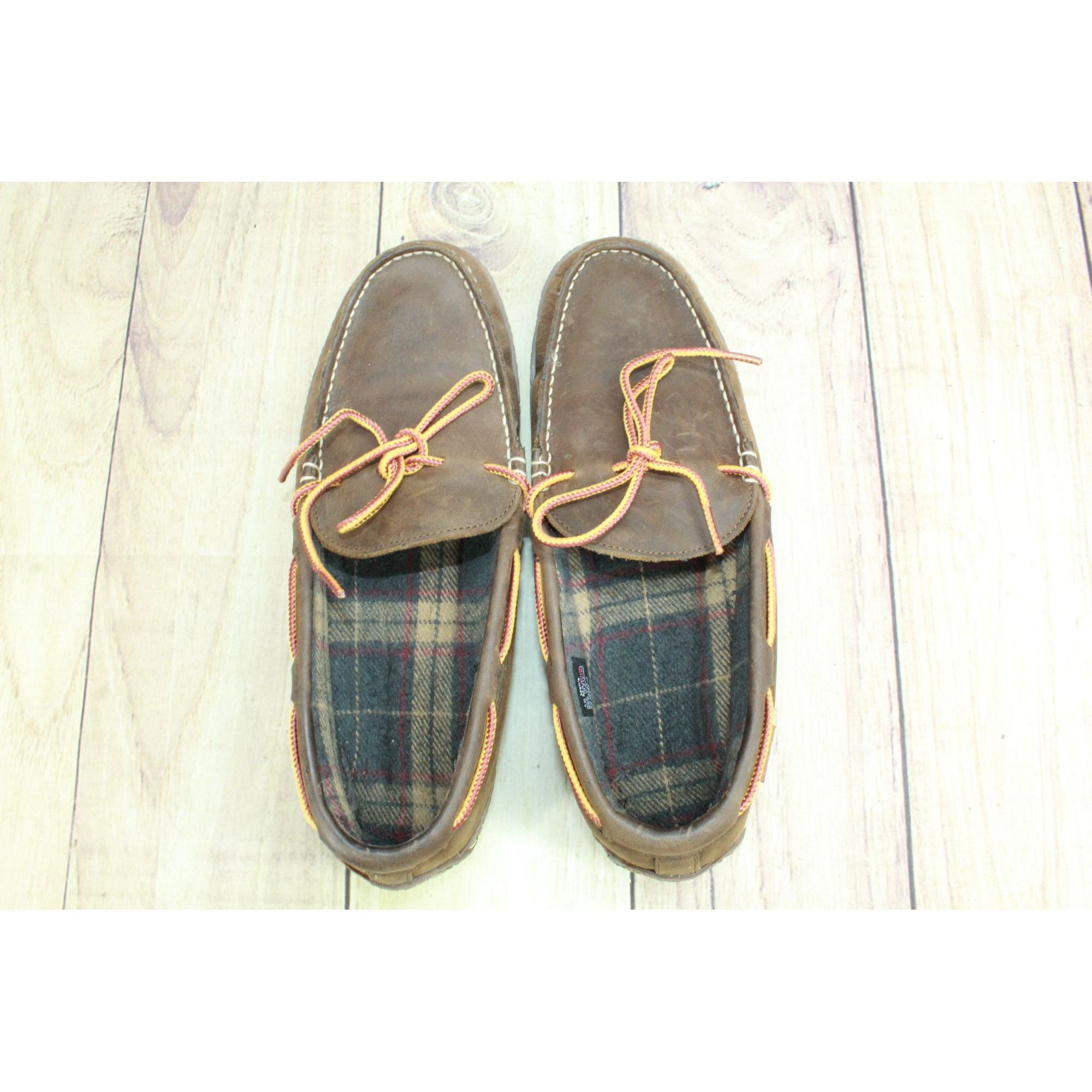 L.L. Bean × Leather LL Bean Flannel Lined Handsewn Moccasin Slippers Size US 10 / EU 43 - 7 Thumbnail