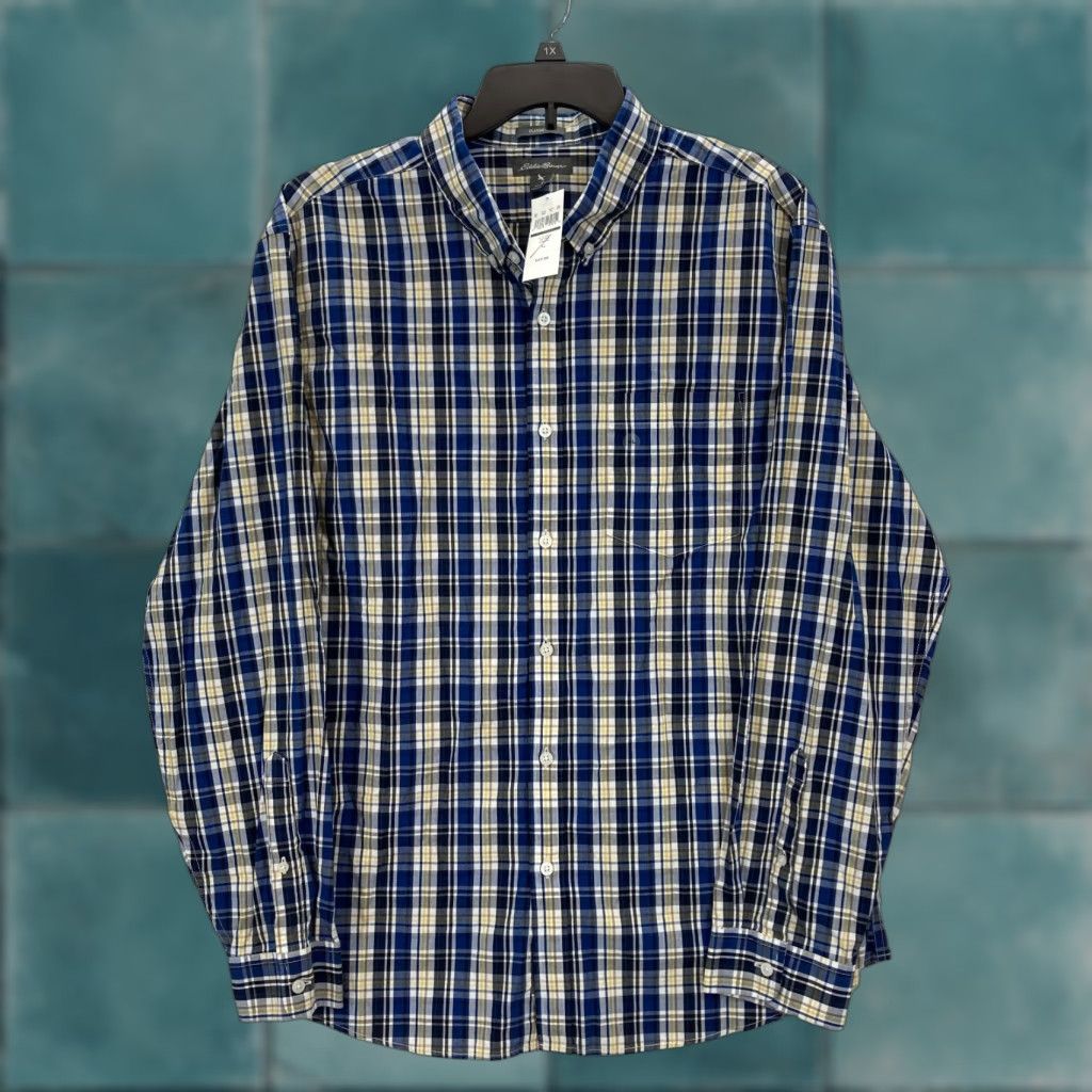 Eddie Bauer Eddie Bauer Shirt Mens XL Button-Down Long Sleeve Shirt Blue Plaid Outdoor Camp Size US XL / EU 56 / 4 - 1 Thumbnail