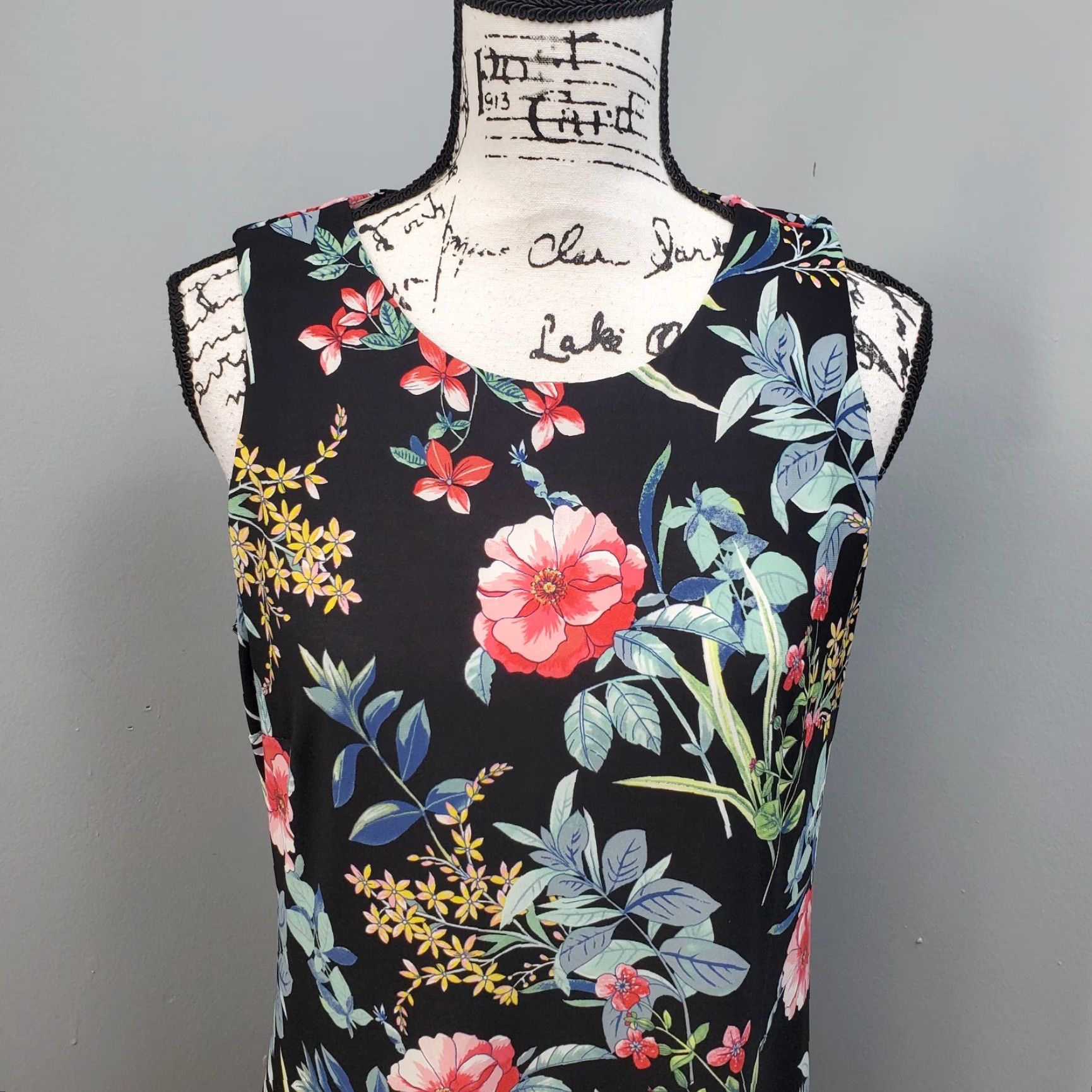 Tommy Hilfiger Tommy Hilfiger Tank Dress Womens Size 10 Multicolor Floral Overlay Sleeveless Ruffle Hem Midi Dress Size L / US 10 / IT 46 - 3 Thumbnail