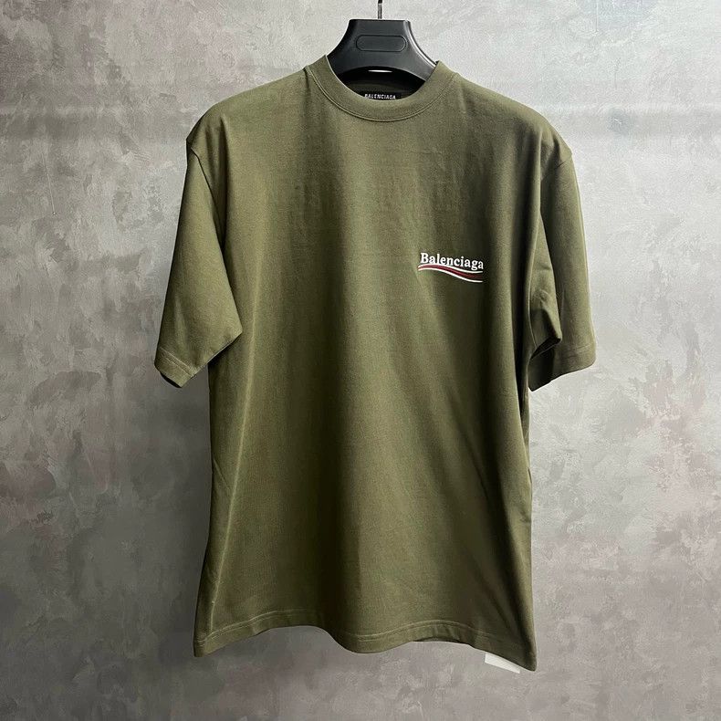 Balenciaga Brown Green Logo Embroidered T-Shirt Size US XXS / EU 40 - 1 Thumbnail