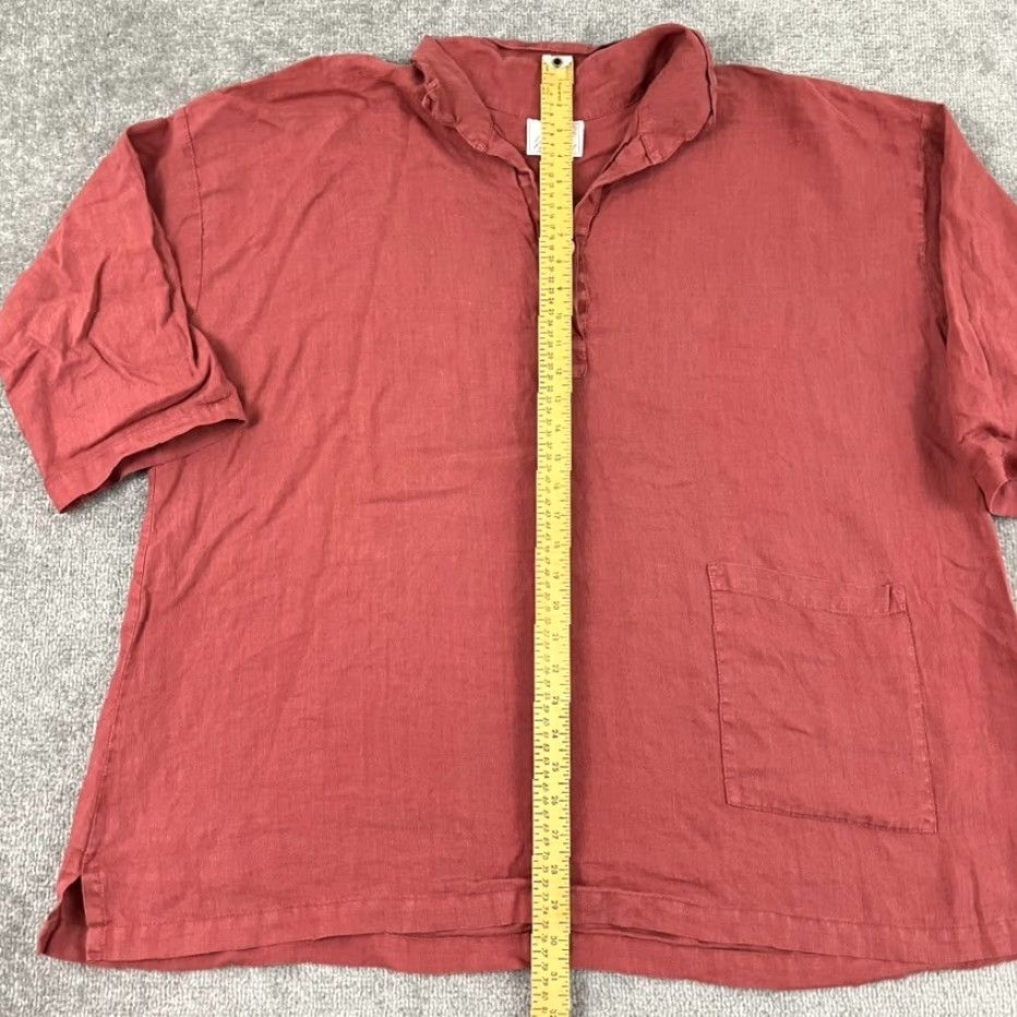 Vintage VINTAGE La Fixsun Linen Blouse Top Womens XL Casual 3/4 Sleeve Red 90s Outdoor Everyday Size XL / US 12-14 / IT 48-50 - 3 Thumbnail