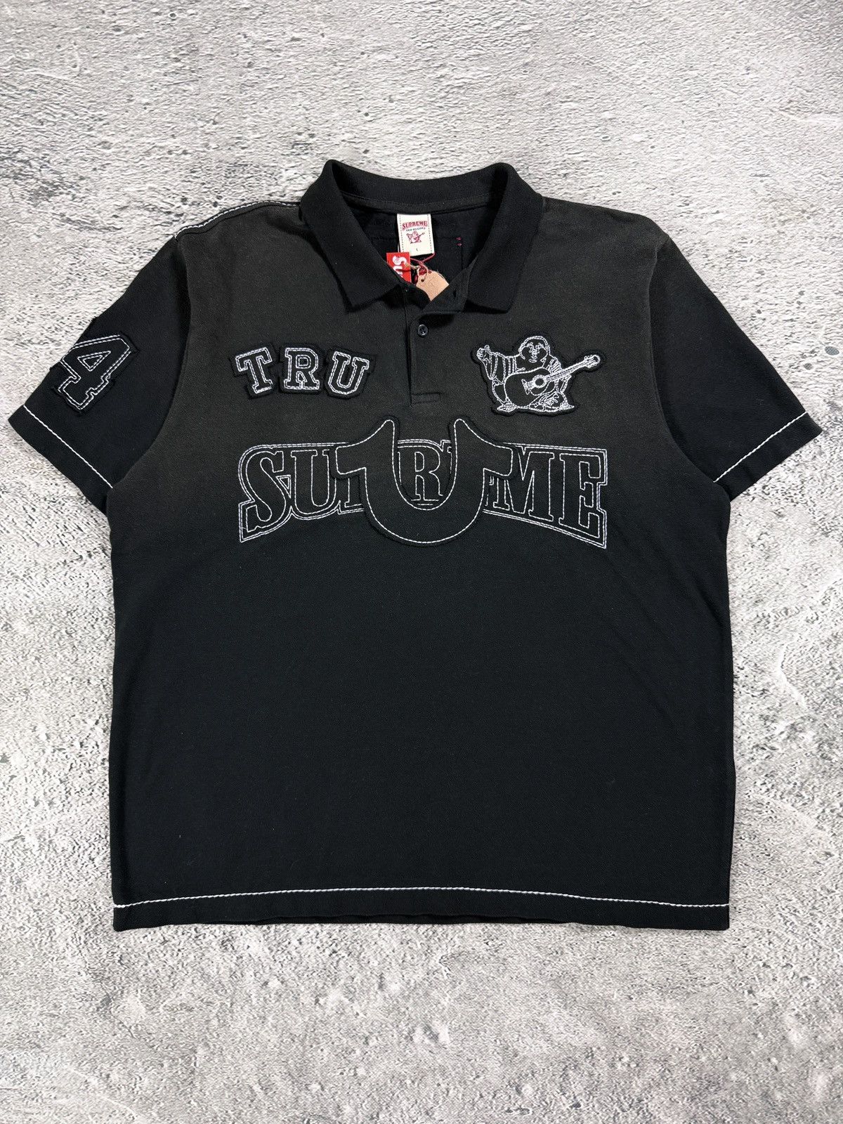 Supreme SUPREME ABSTRACT TEXTURED ZIP UP POLO - BLACK XL | Grailed