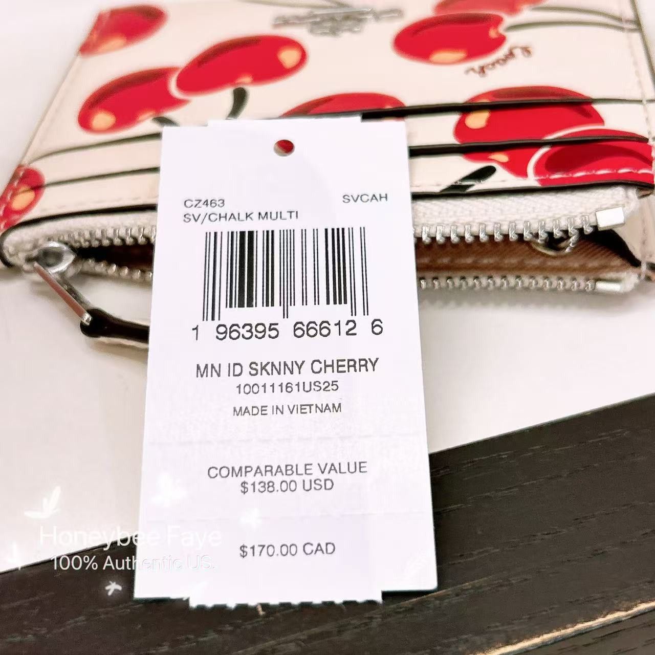 Coach 🍒 Mini Skinny Id Case With Cherry Print CZ463 Size ONE SIZE - 4 Thumbnail