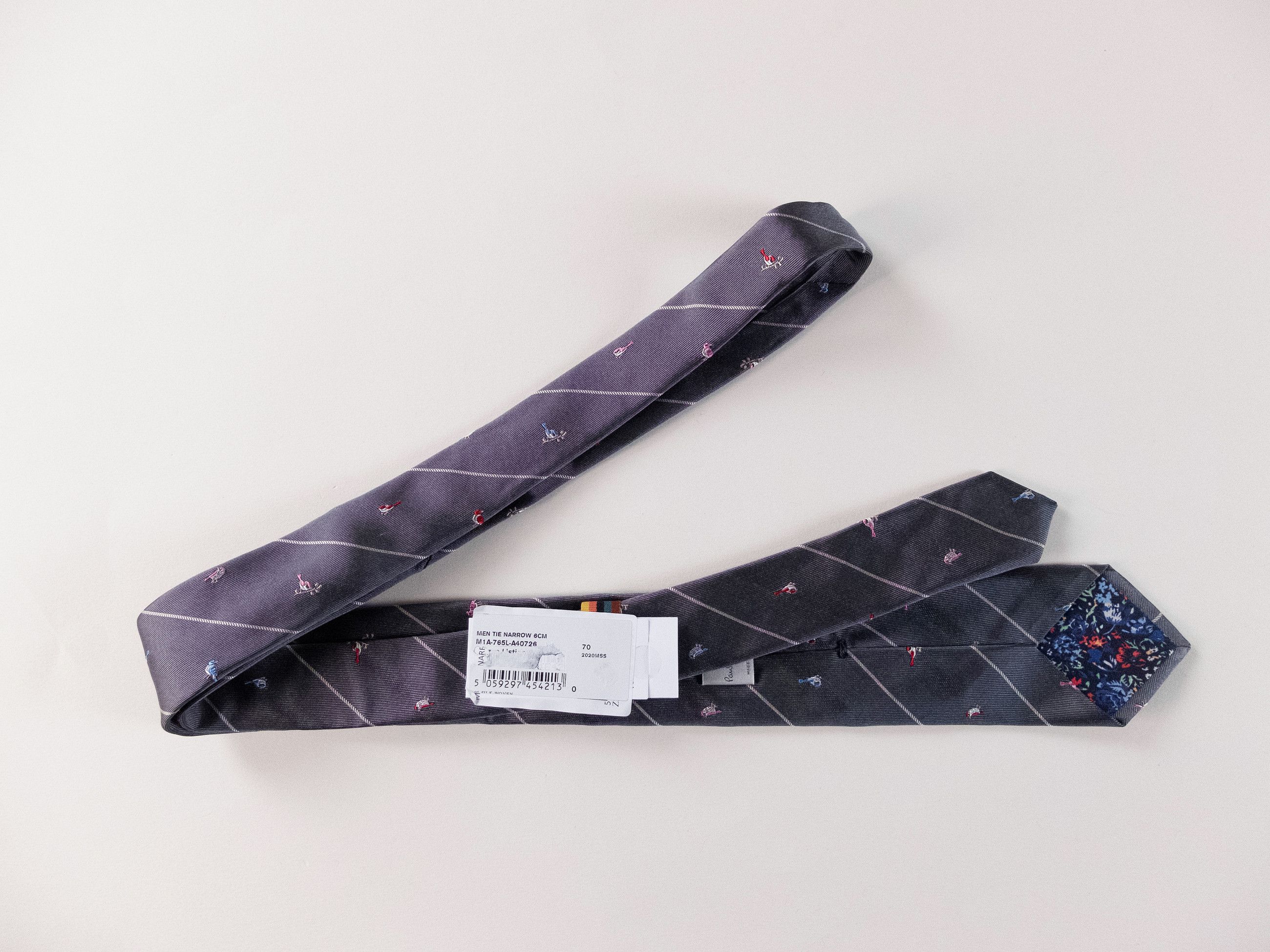 Paul Smith PAUL SMITH gray birds motif skinny silk tie authentic Italy Size ONE SIZE - 2 Thumbnail