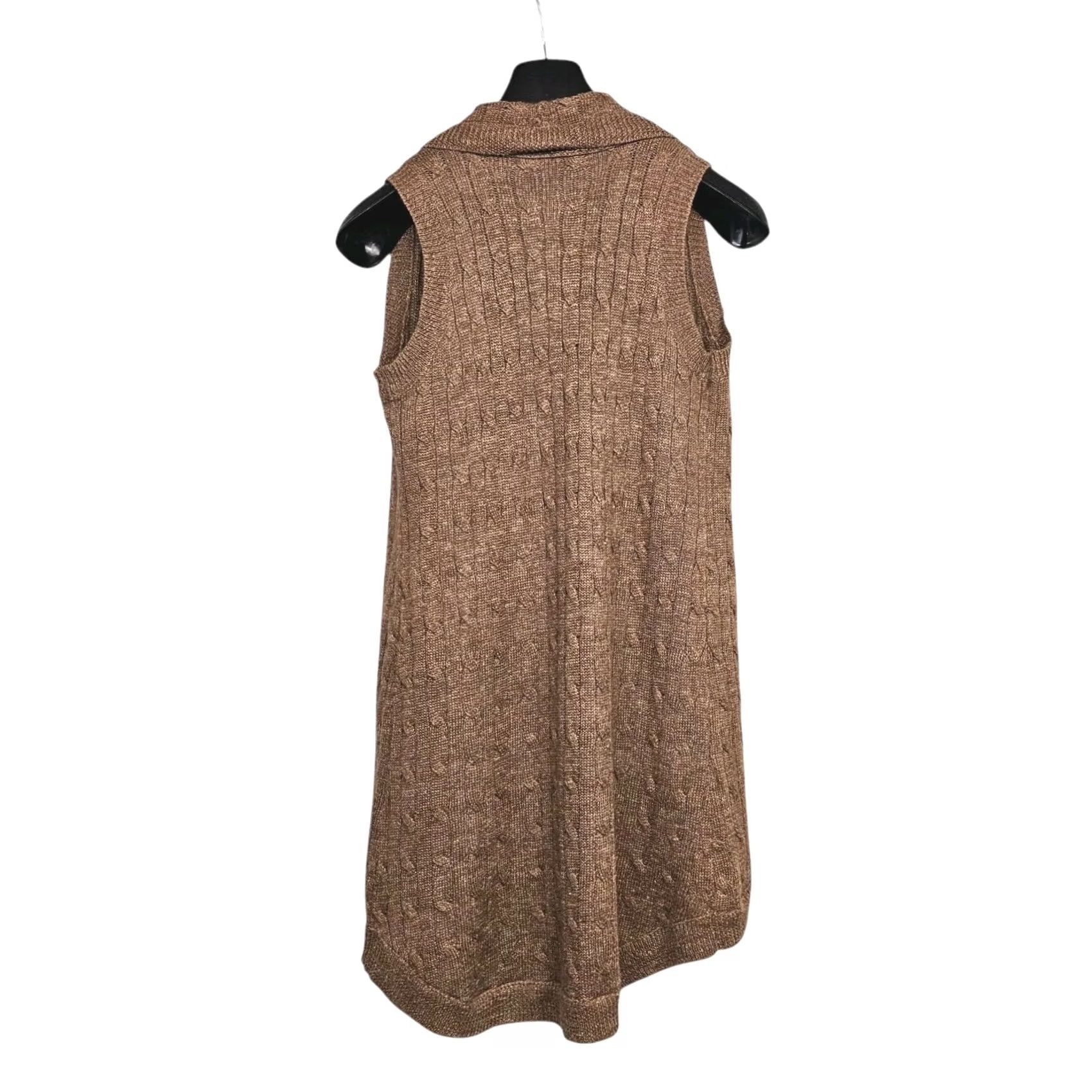 Ralph Lauren Ralph Lauren Womens Cardigan Brown XS Waterfall Cable Knit Linen Alpaca Size XS / US 0-2 / IT 36-38 - 2 Thumbnail