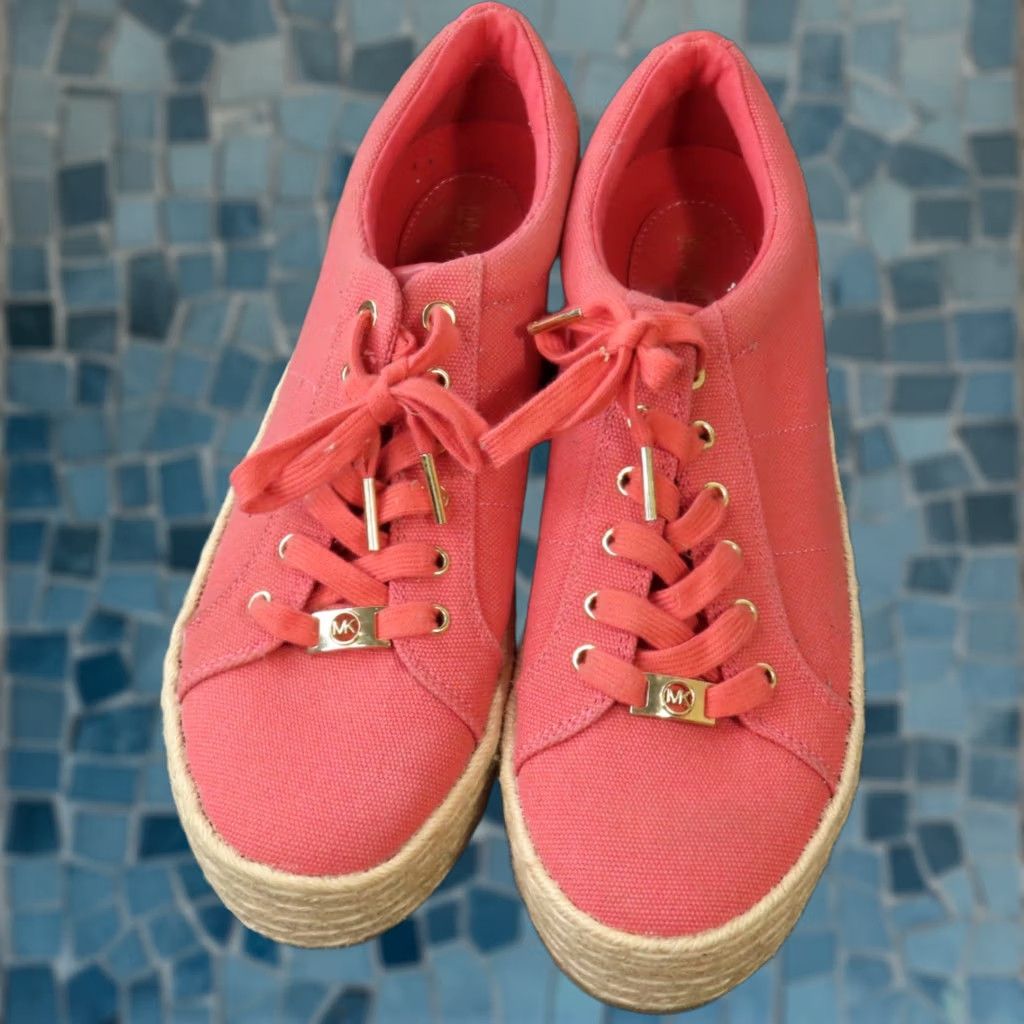 Michael Kors Michael Kors LIBBY Cotton Canvas Espadrille Platform Sneakers Women's Size 10M Pink Platform Espadrille Sneakers Mens Womens Girls Size US 10 / IT 40 - 1 Thumbnail