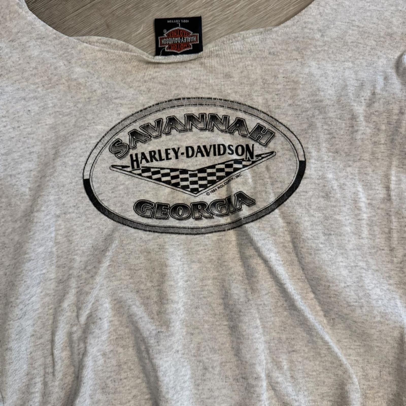 Harley Davidson Vintage 1994 Grey Large Harley Davidson off the shoulder Size L / US 10 / IT 46 - 3 Thumbnail