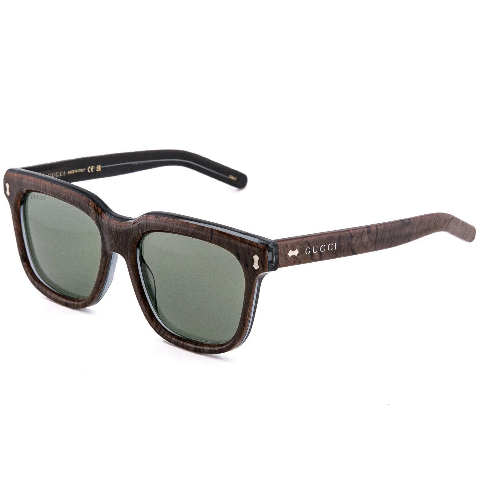 Gucci GUCCI 1523 Gg1523S Brown Wood Print Green Narrow Square 003 Size ONE SIZE - 2 Thumbnail