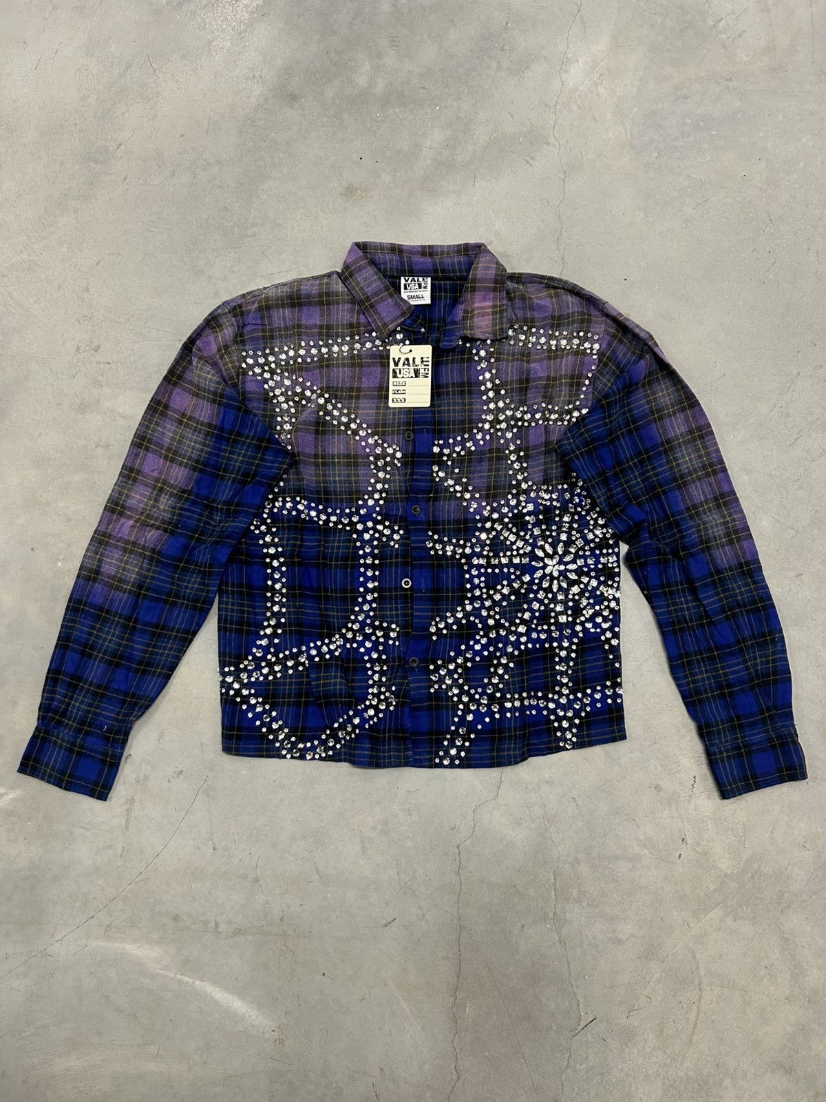 Vale Vale Forever Valley Dreams Studded Blue Inferno Flannel Size US L / EU 52-54 / 3 - 1 Thumbnail