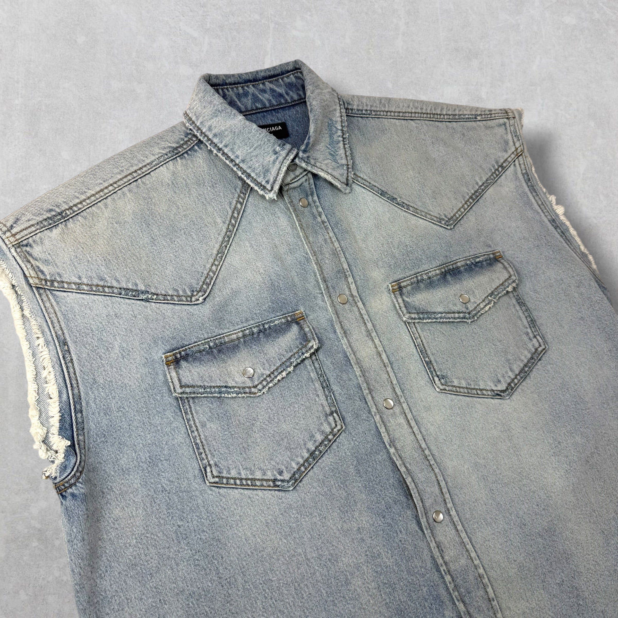 Balenciaga Balenciaga Oversized Denim Western Vest XS (XL) Size US XL / EU 56 / 4 - 3 Thumbnail