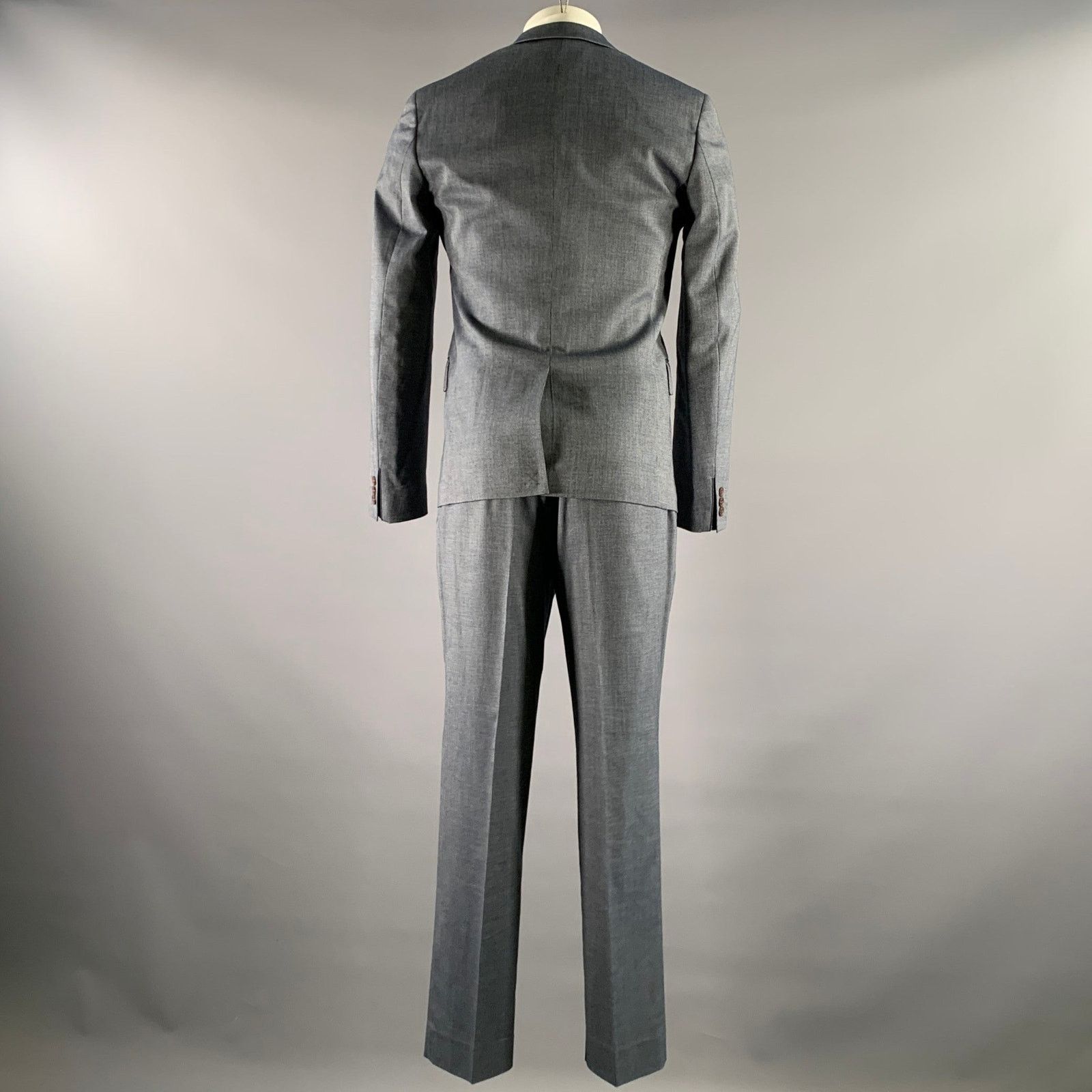 Ted Baker TED BAKER Navy Grey Nailhead Viscose Polyester Blend Suit Size 36R - 3 Thumbnail