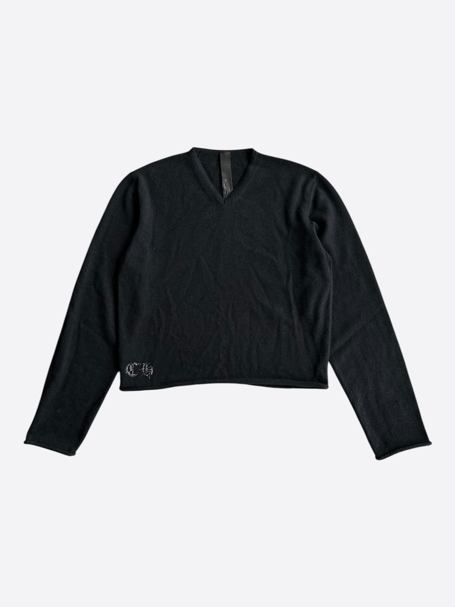 Chrome Hearts Black & Rhinestone Cross Women's Cashmere Sweater Size L / US 10 / IT 46 - 2 Thumbnail