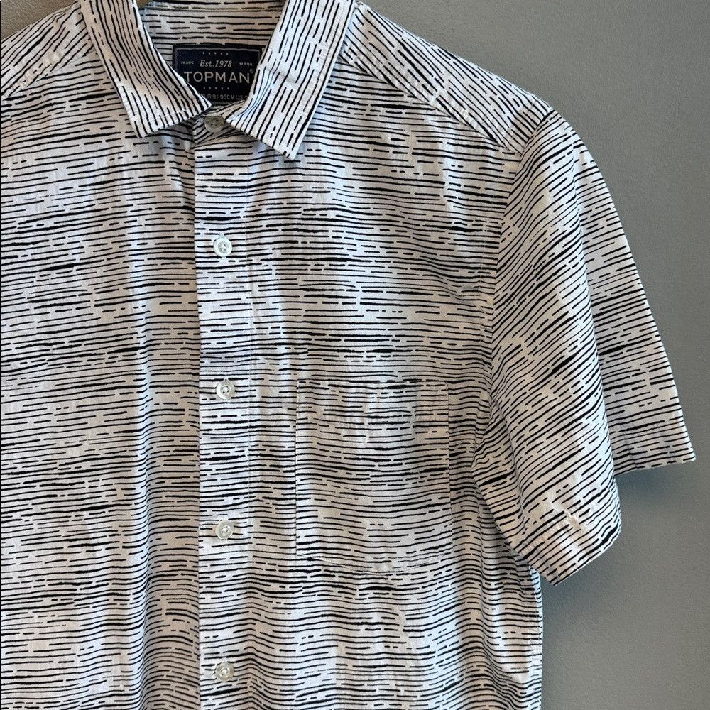 Topman Topman Classic Fit Shirt S Black White Pattern Cotton Short Size US S / EU 44-46 / 1 - 4 Thumbnail