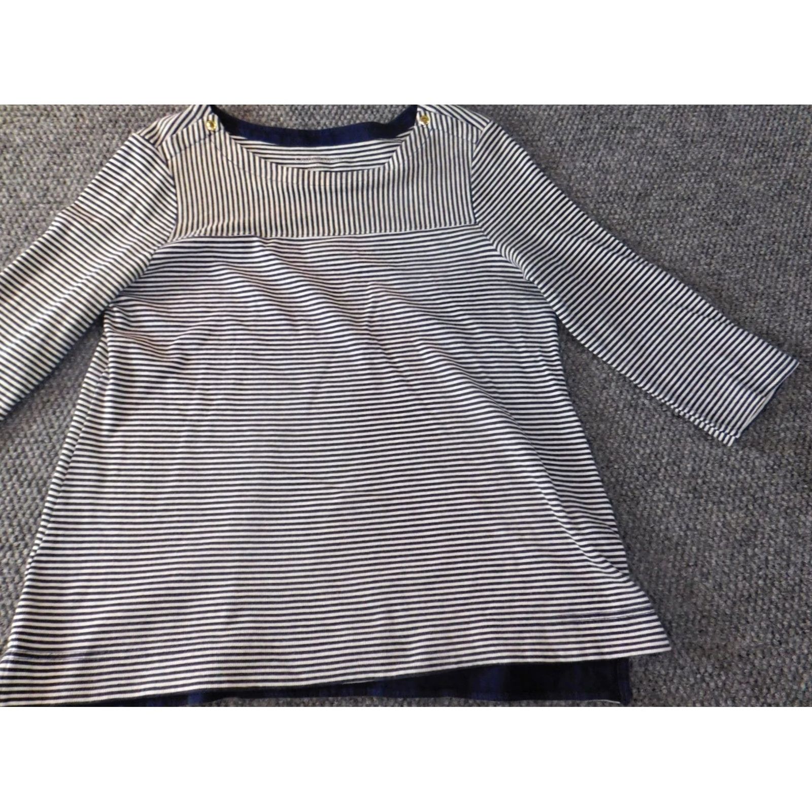 Croft & Barrow Croft & Barrow Blouse Womens Large Blue Striped Pullover Top Size L / US 10 / IT 46 - 2 Thumbnail