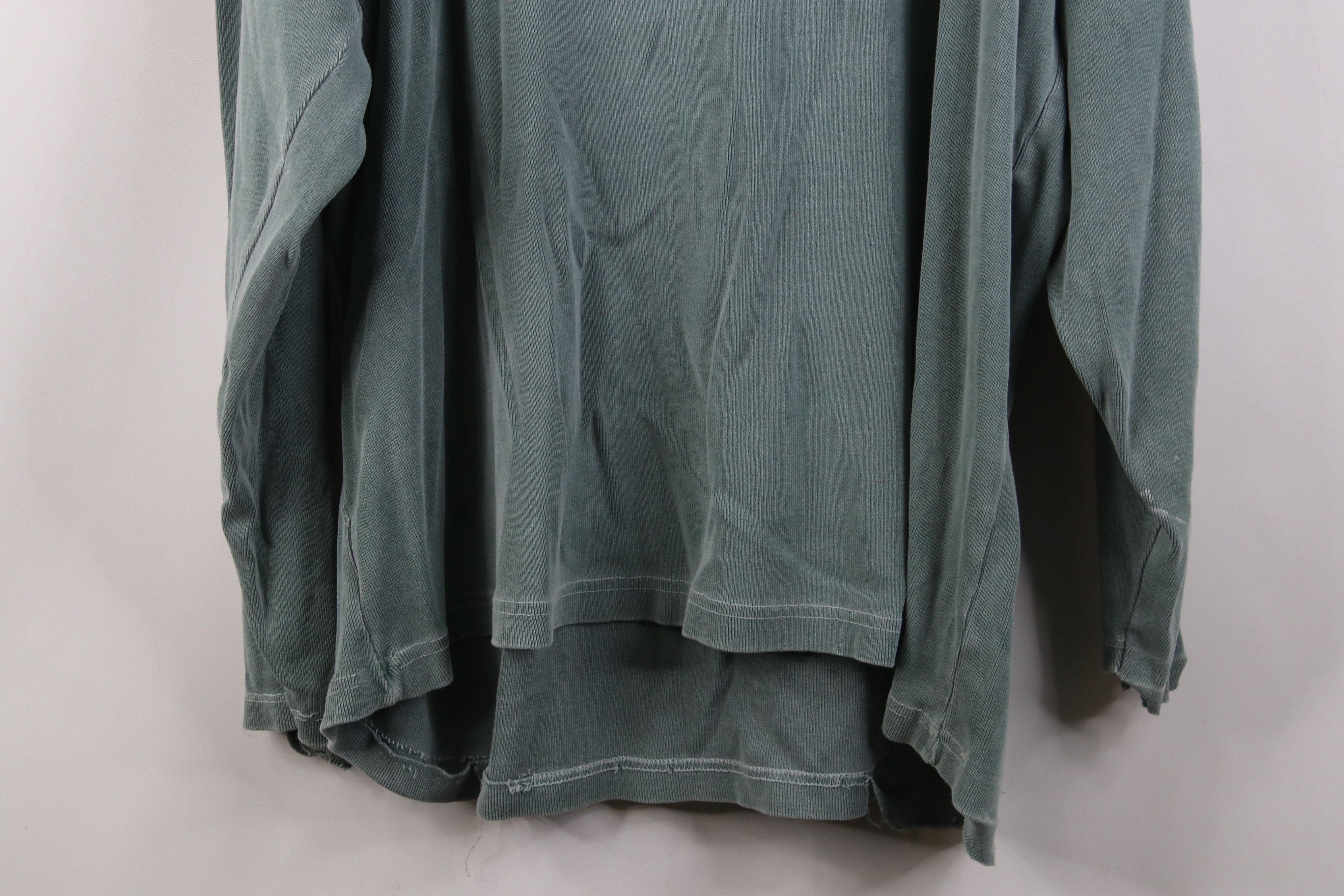 Vintage Vintage 90s Ribbed Knit Long Sleeve Henley T-Shirt Green Size US XL / EU 56 / 4 - 16 Thumbnail