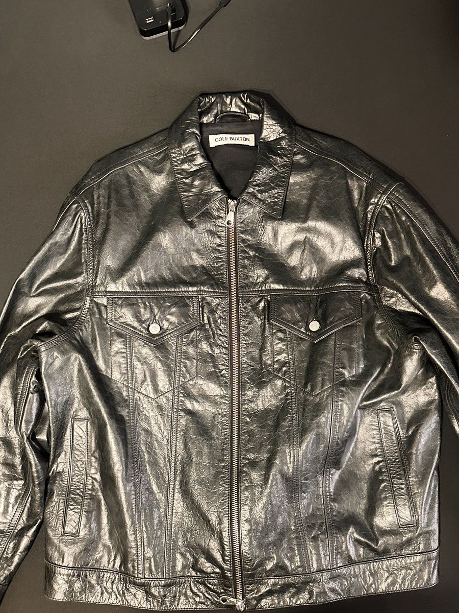 Cole Buxton Cole Buxton Leather Trucker Jacket Size US XL / EU 56 / 4 - 1 Thumbnail