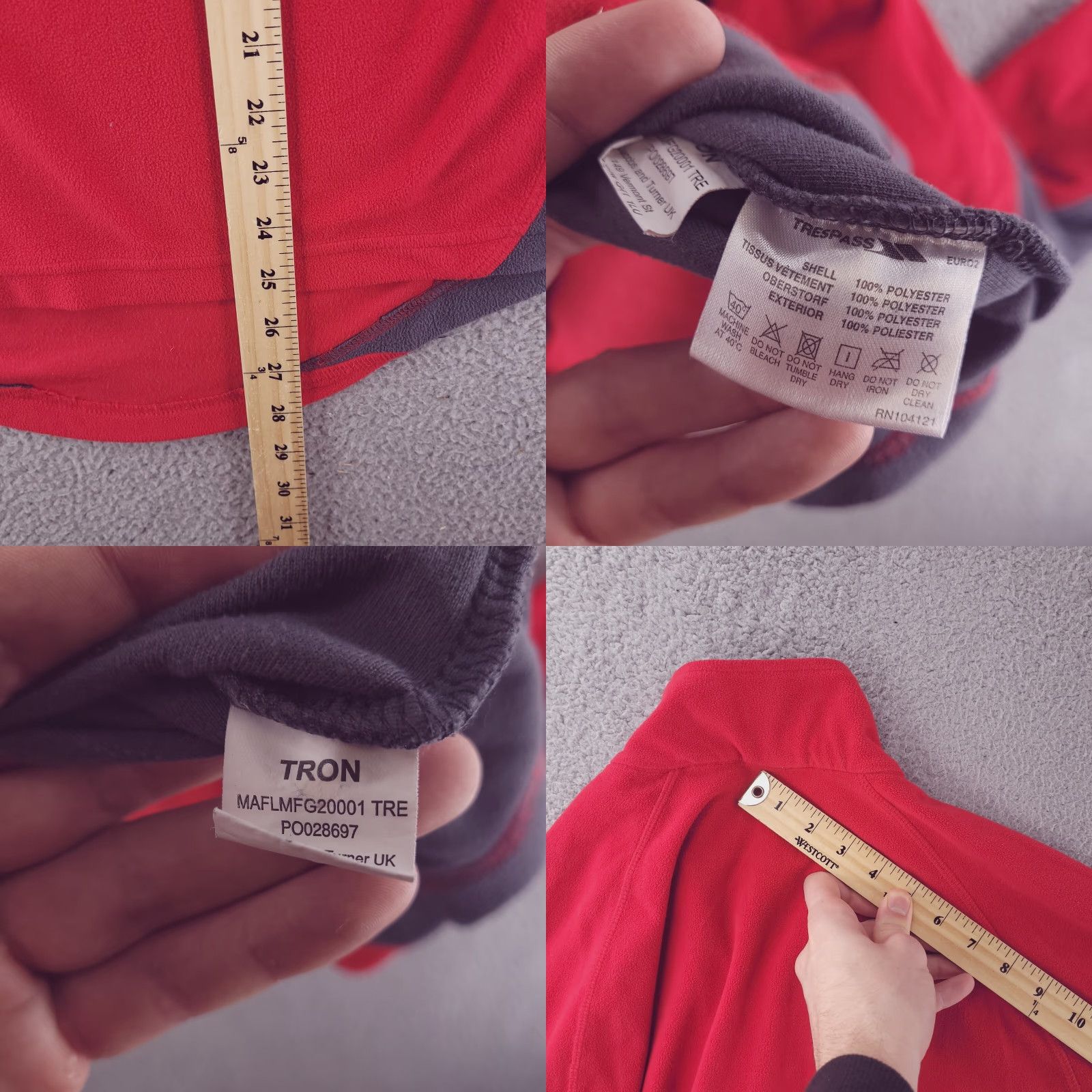 Vintage VINTAGE Trespass Sweater Mens M Red Fleece Quarter Zip UK Pullover Size US M / EU 48-50 / 2 - 8 Thumbnail