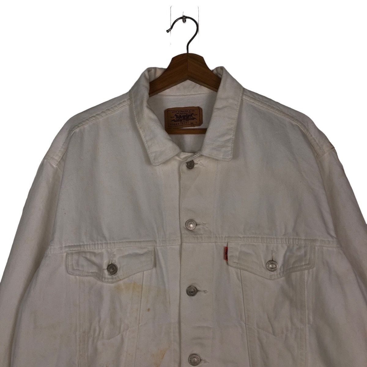 Levi's Vintage Trucker Denim Biker Jacket Levi’s White Rare Colour Size US L / EU 52-54 / 3 - 3 Thumbnail
