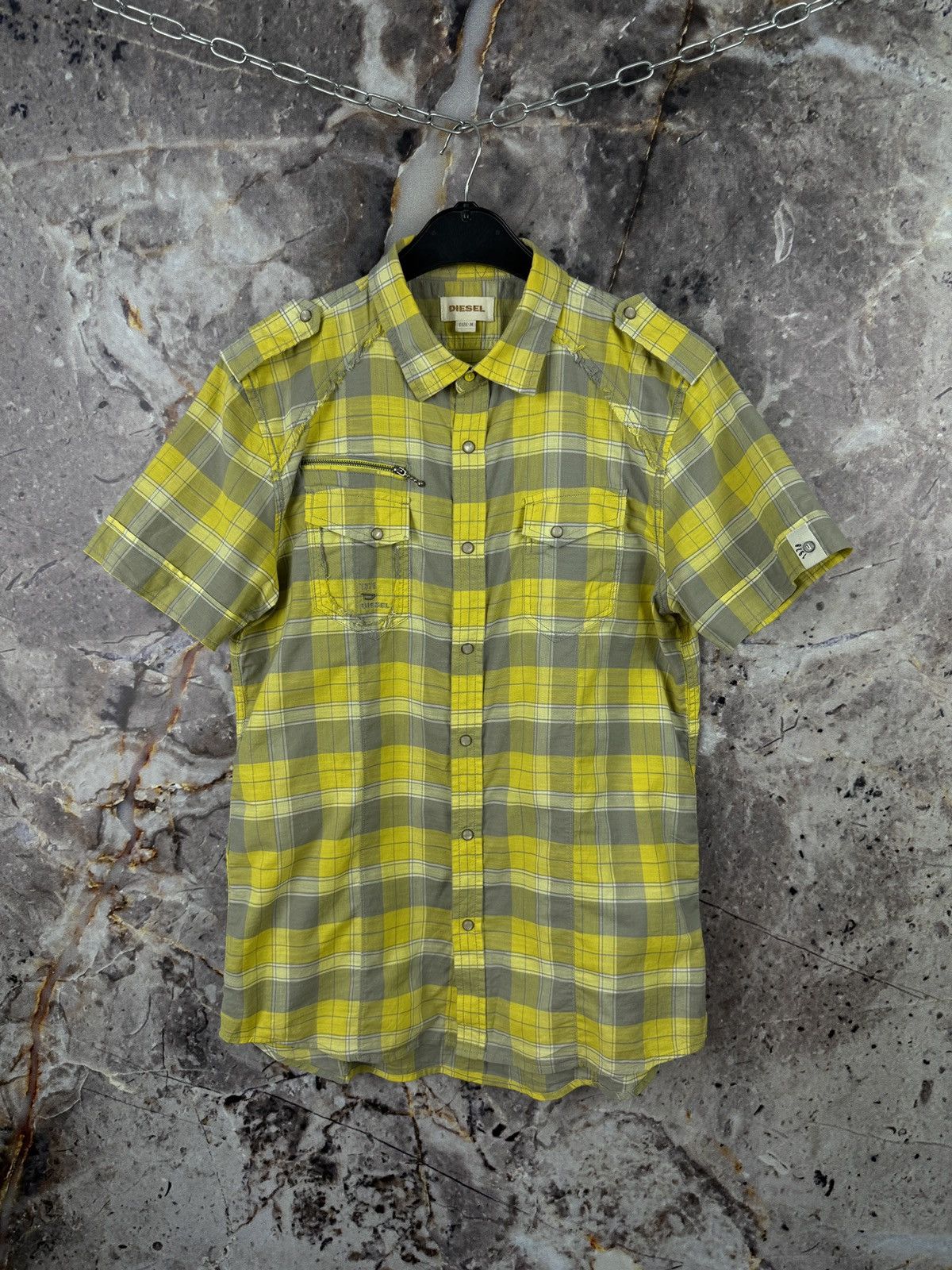 Diesel Diesel Yellow Gray Plaid Short Sleeve Shirt Button Up Casual Size US M / EU 48-50 / 2 - 1 Thumbnail