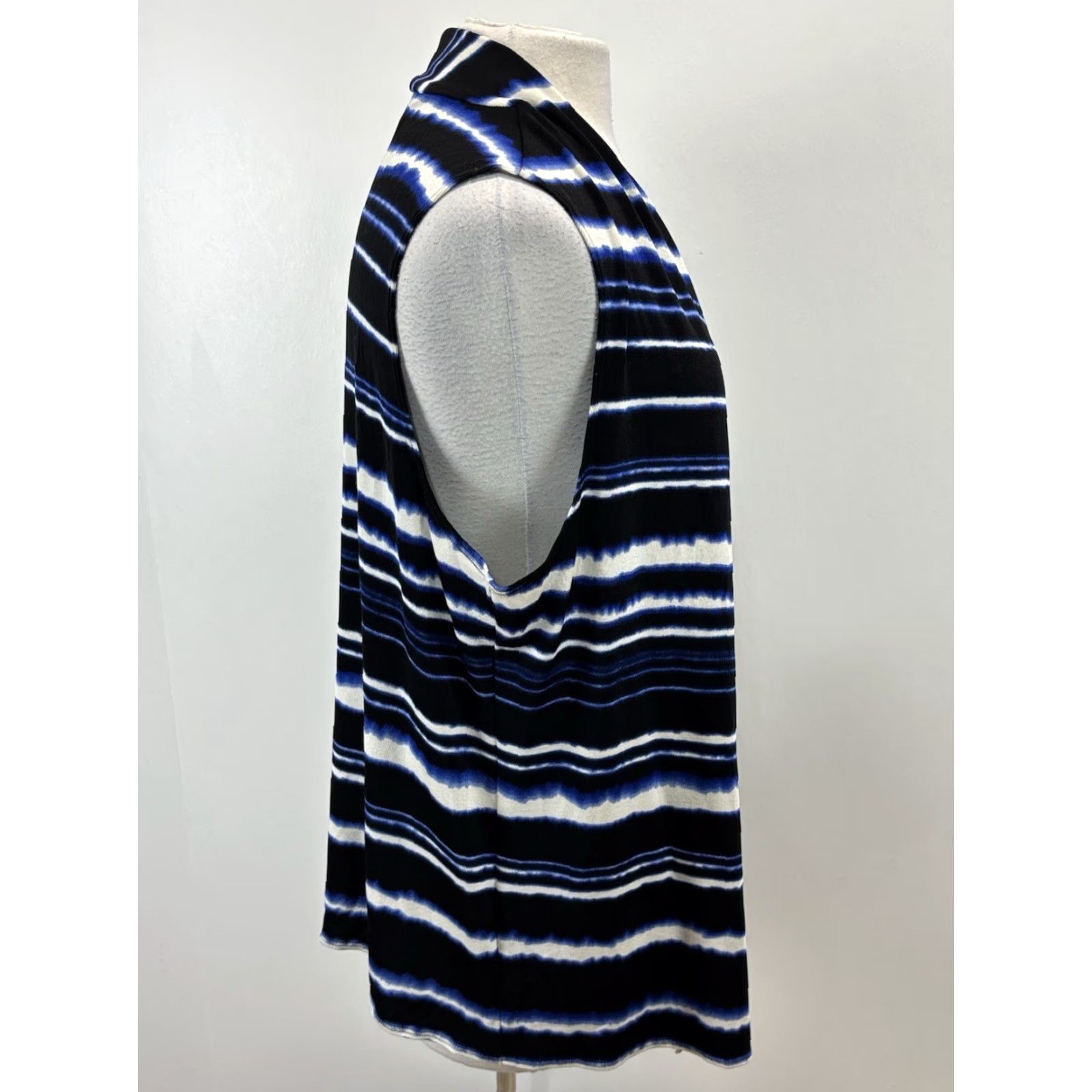 Vintage Chicos Travelers Striped Vest Large Blue Open Front Knit Vest Slinky Liquid Knit Womens L Holiday Travel Size L / US 10 / IT 46 - 4 Thumbnail