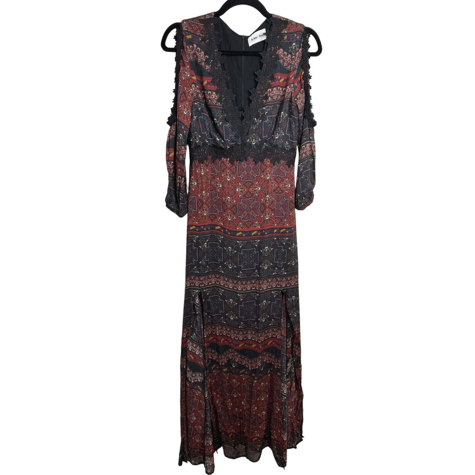 Other Line & Dot Black Rust Aztec Lace Slit Maxi Cold Shoulder M Size M / US 6-8 / IT 42-44 - 1 Thumbnail