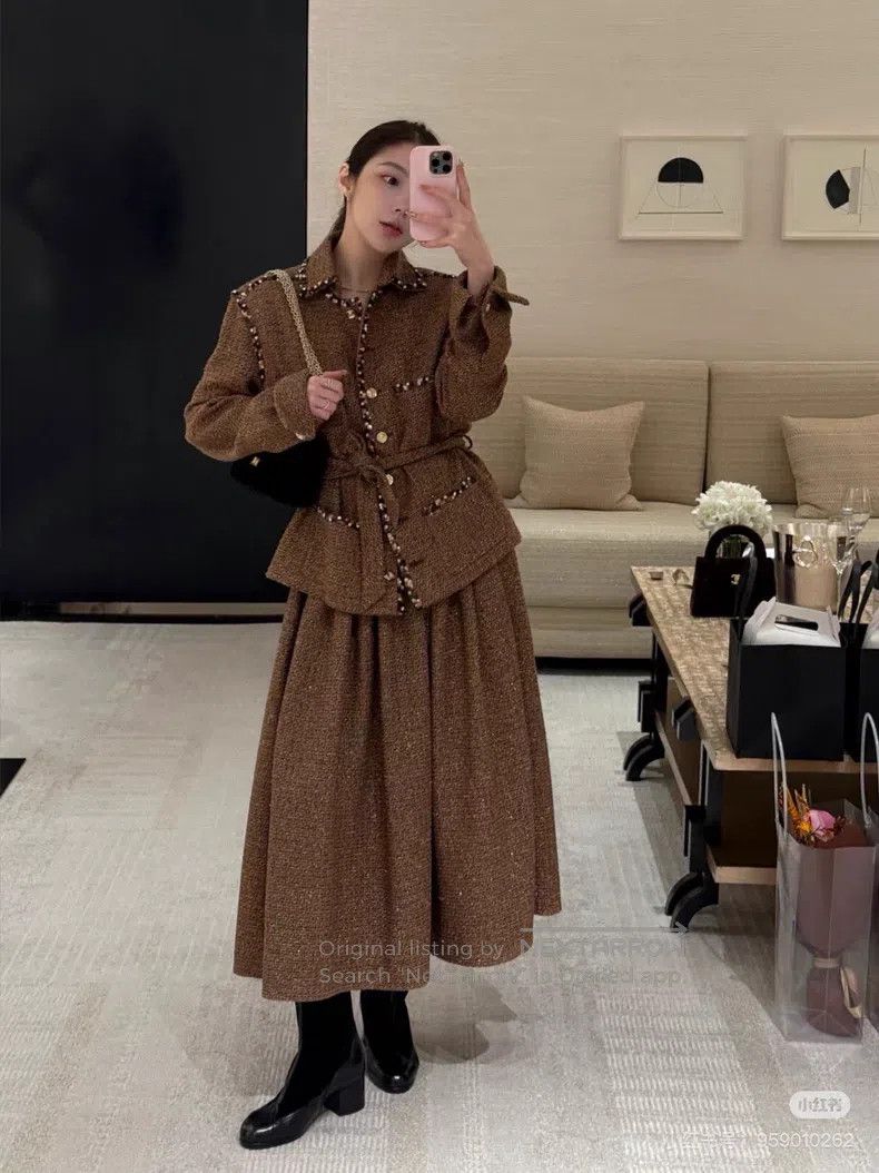 Chanel Chanel 25A high-end handicraft workshop coffee brown twill Size XS / US 0-2 / IT 36-38 - 8 Thumbnail