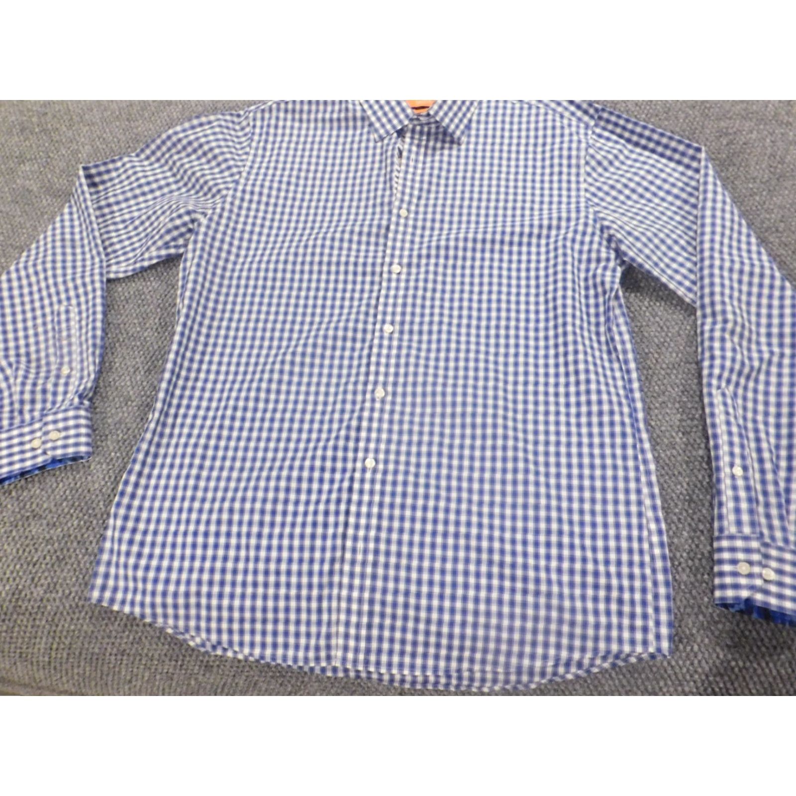 Tallia Tallia Dress Shirt Mens 16.5 Blue Plaid Button Down Casual Regular Cotton Non-Iron Long Sleeve Barrel Cuff N/A Size US XL / EU 56 / 4 - 2 Thumbnail