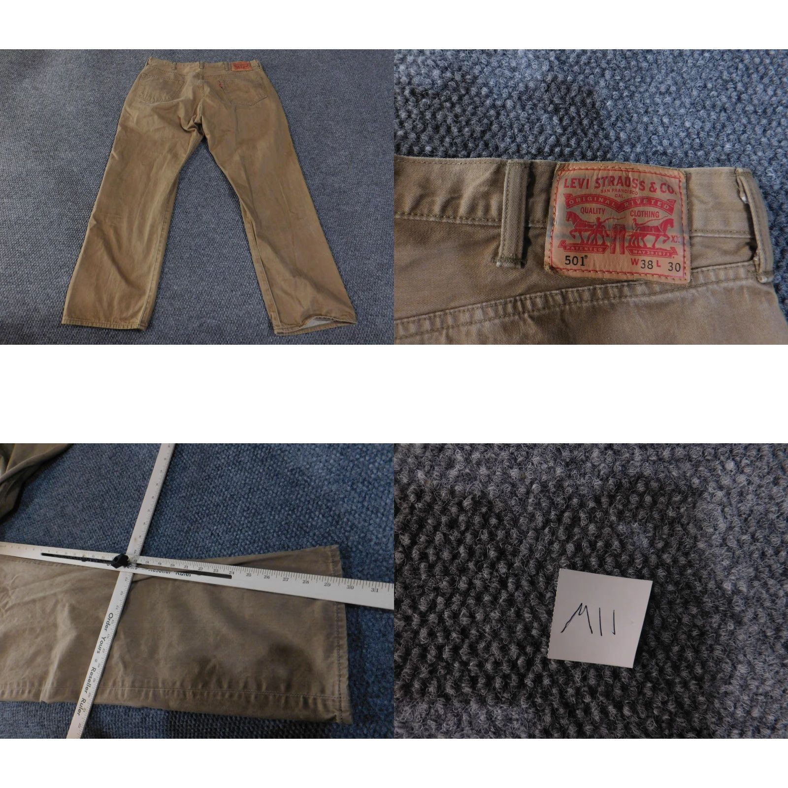 Levi's VINTAGE Levis 501 Jeans Mens 38x30 Brown Straight Leg Button Fly 100% Cotton Pants Size US 38 / EU 54 - 8 Thumbnail