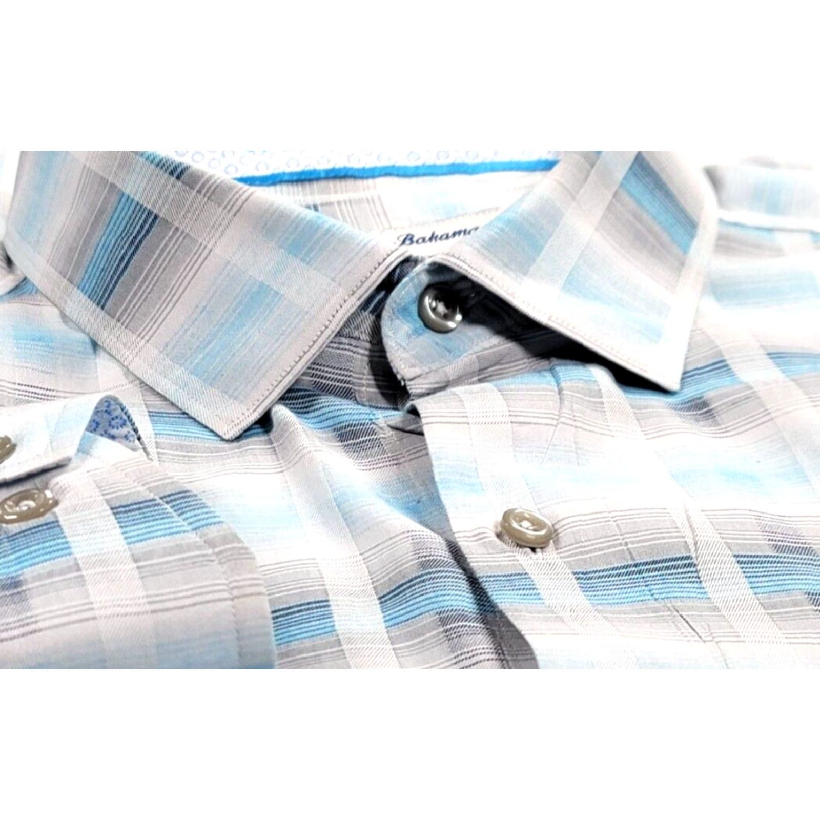 Tommy Bahama Tommy Bahama Mirage Plaid Shirt Island Blue Silk Cotton Blend Long Sleeve XXL XL? Size US XL / EU 56 / 4 - 2 Thumbnail