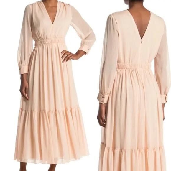 Sandro Sandro Paris Chaireen Metallic Georgette Gathered Maxi Dress Size XS / US 0-2 / IT 36-38 - 1 Thumbnail