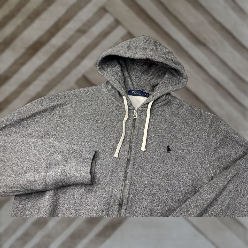 Polo Ralph Lauren Polo Ralph Lauren Hoodie Men XL Full Zip Fleece Gray Cotton Blend Hooded Pockets Drawstring Size US XL / EU 56 / 4 - 1 Thumbnail