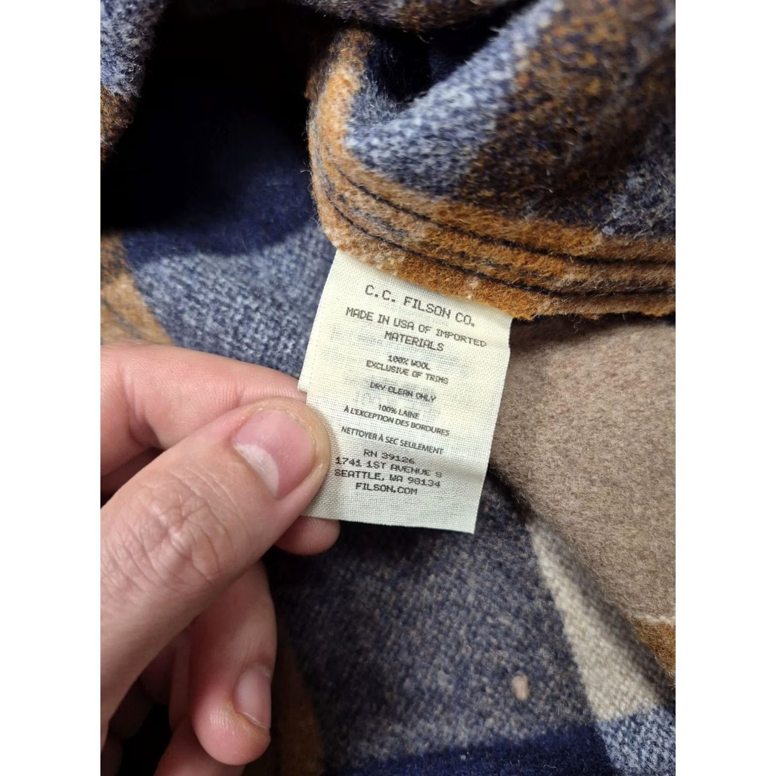 Filson VINTAGE Filson Wool Jac-Shirt LT Navy/Bronze Workwear Limited Edition Shirt Mens LT Heavyweight Flannel Plaid Size US L / EU 52-54 / 3 - 6 Thumbnail